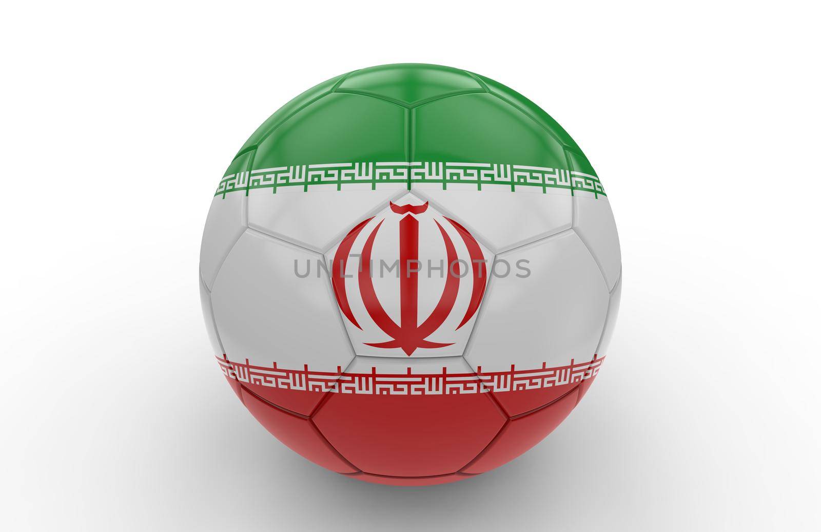 Soccer ball with Iran flag; 3d rendering by cla78