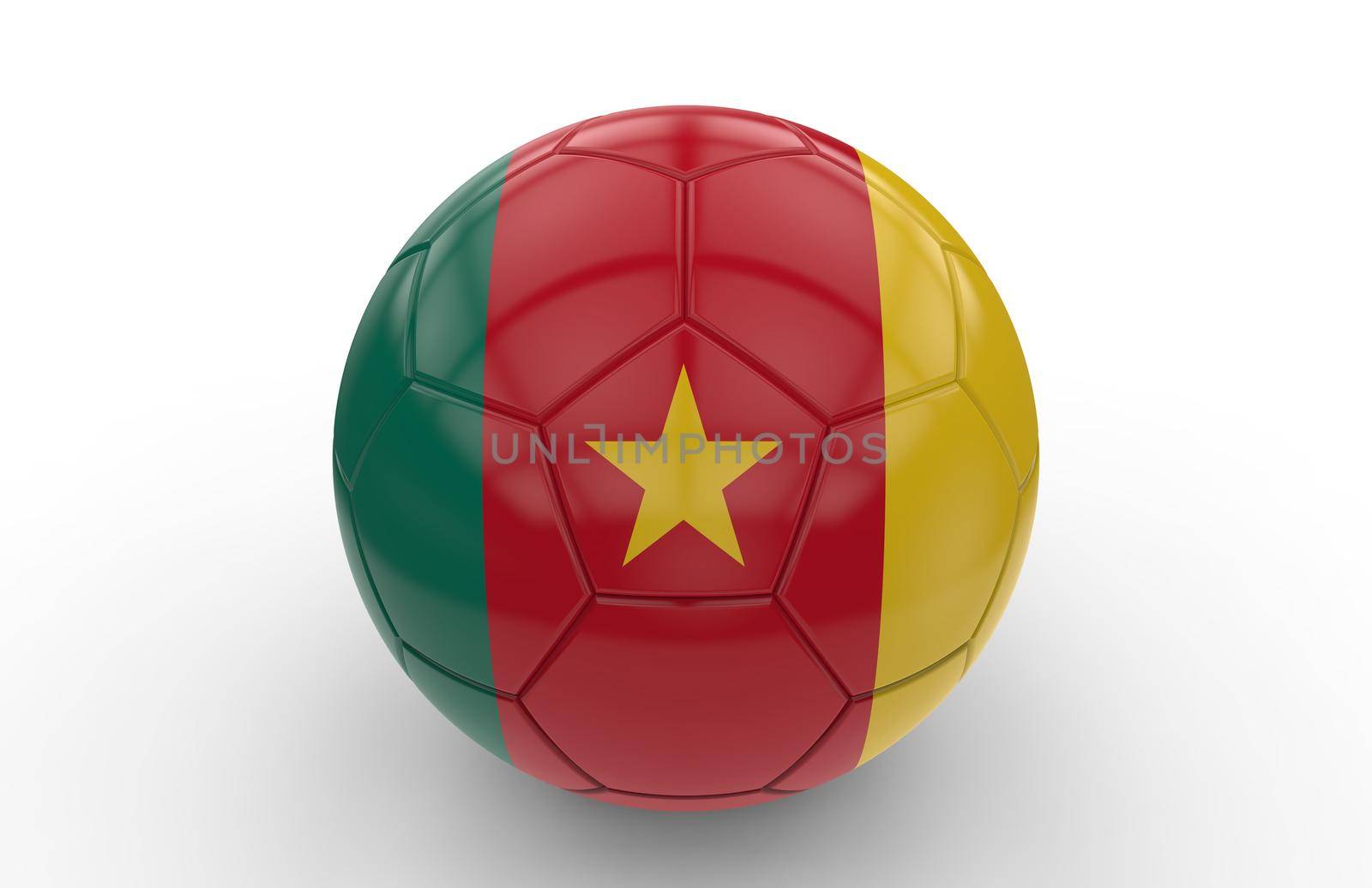 Soccer ball with Cameroon flag isolated on white background; 3d rendering