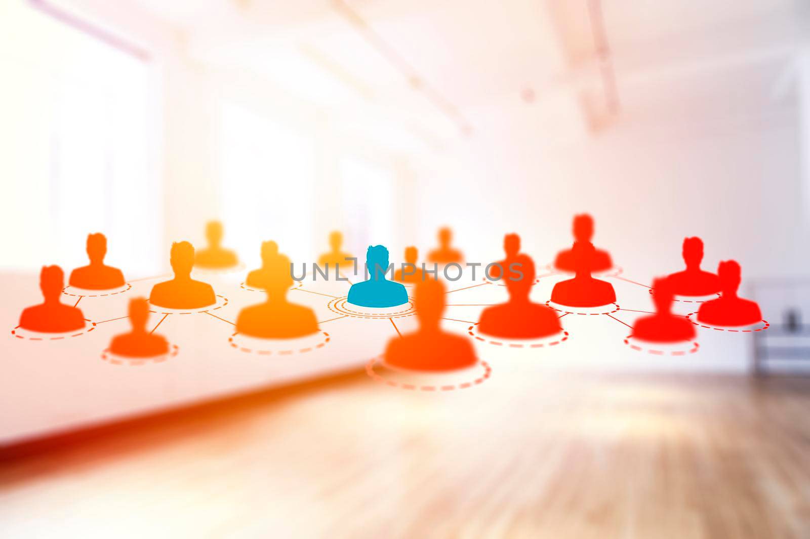 Social networking technologies in a white room. Social media concept