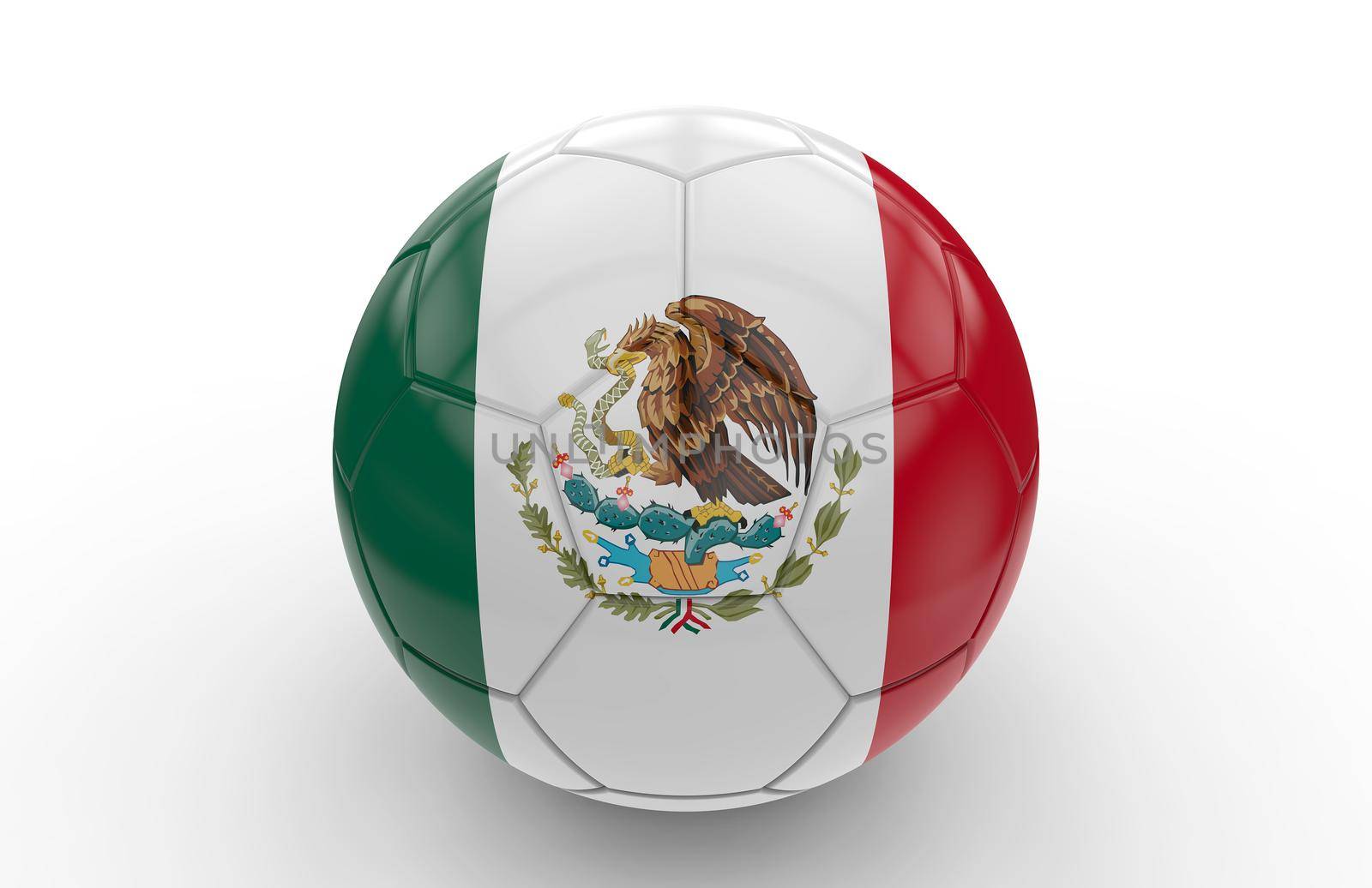 Soccer ball with mexican flag isolated on white background