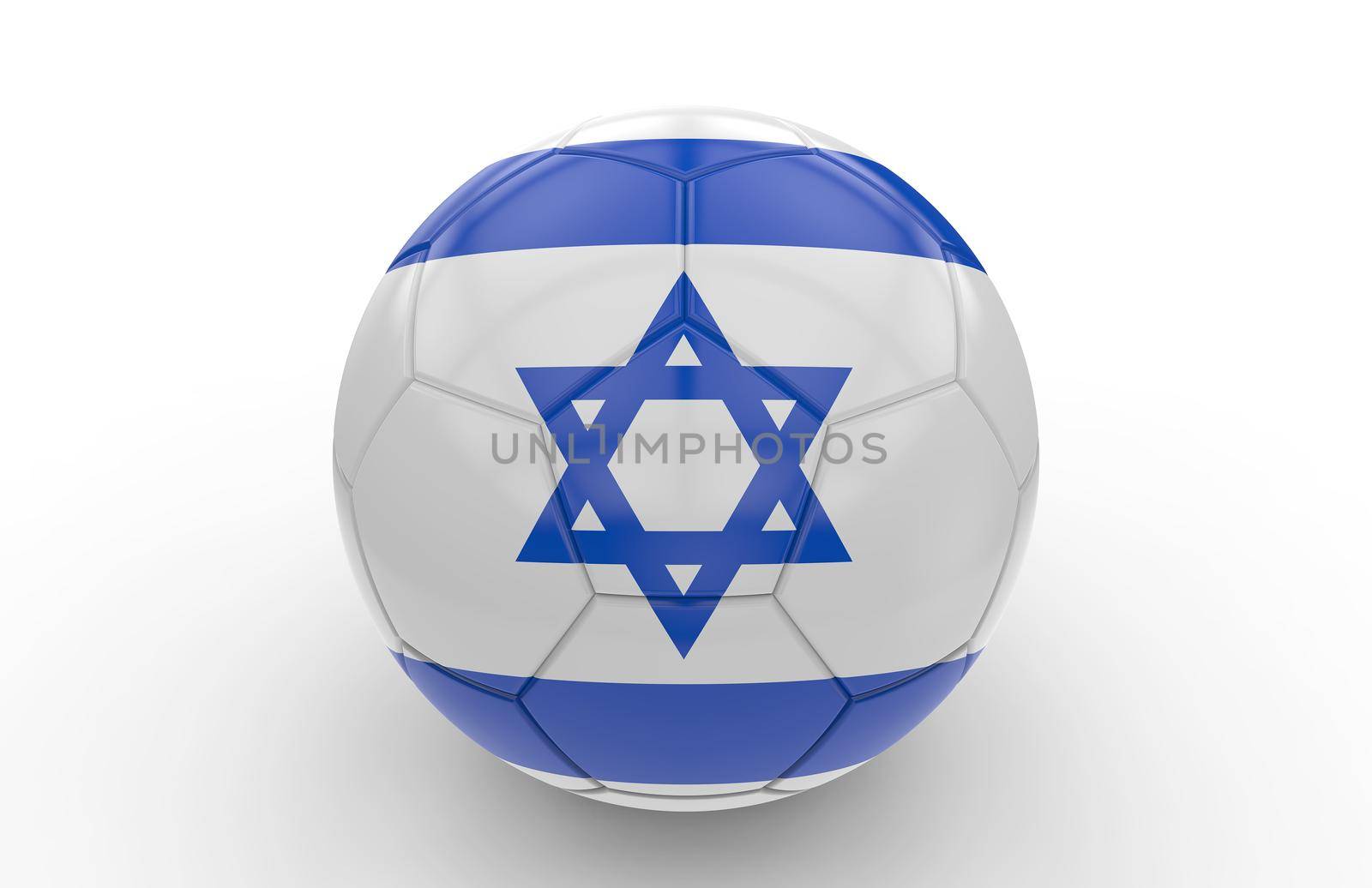 Soccer ball with israeli flag isolated on white background