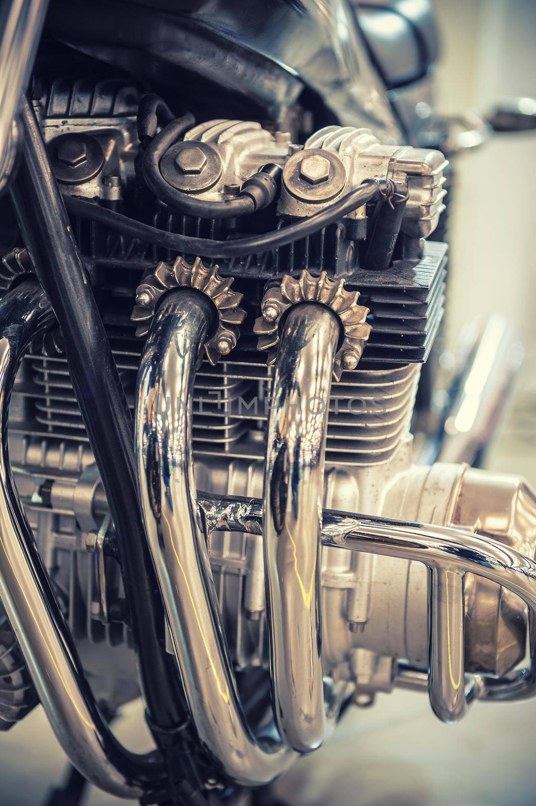 Aged motorcycle engine detail by cla78