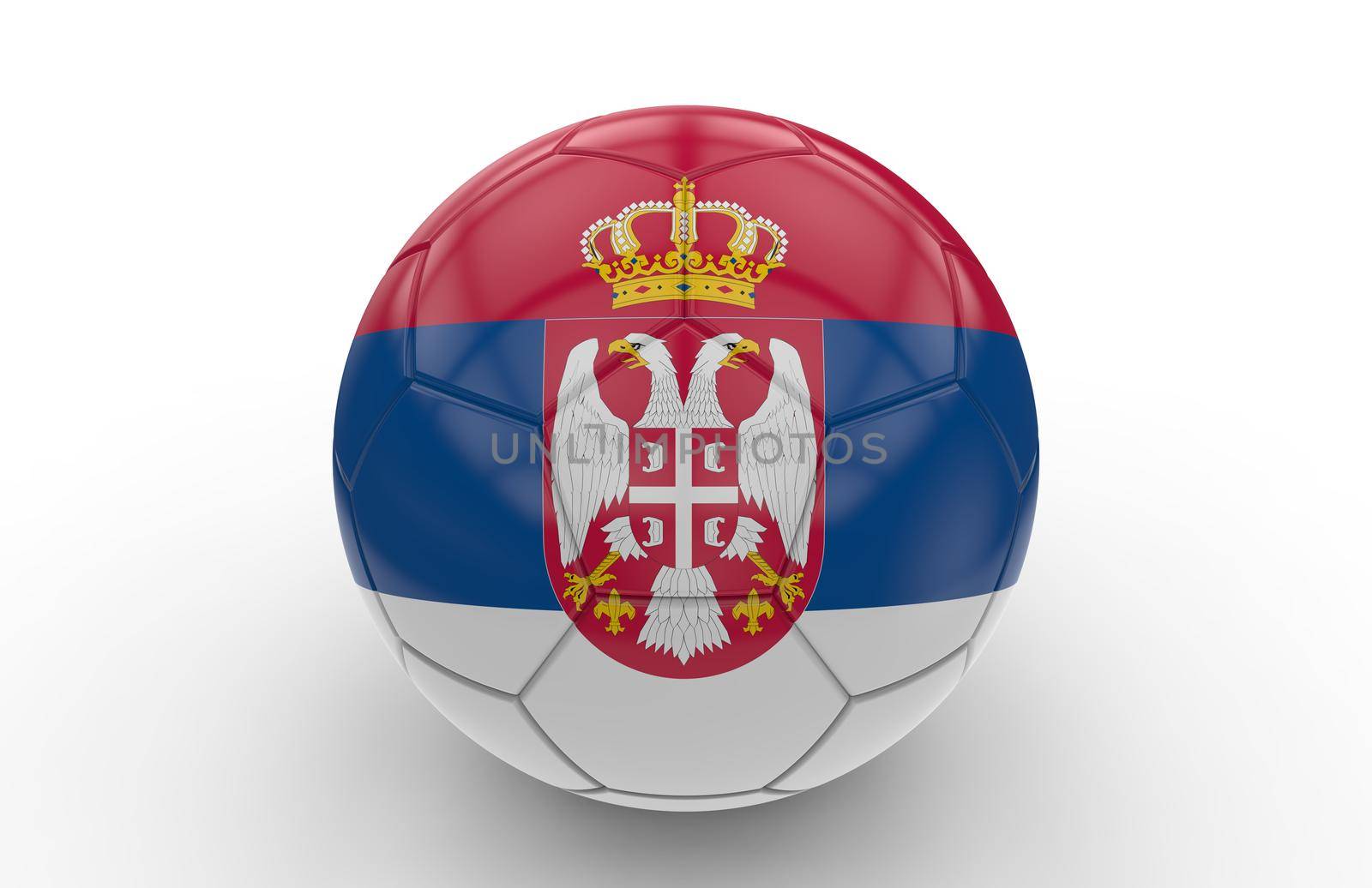 Soccer ball with Serbia flag; 3d rendering by cla78