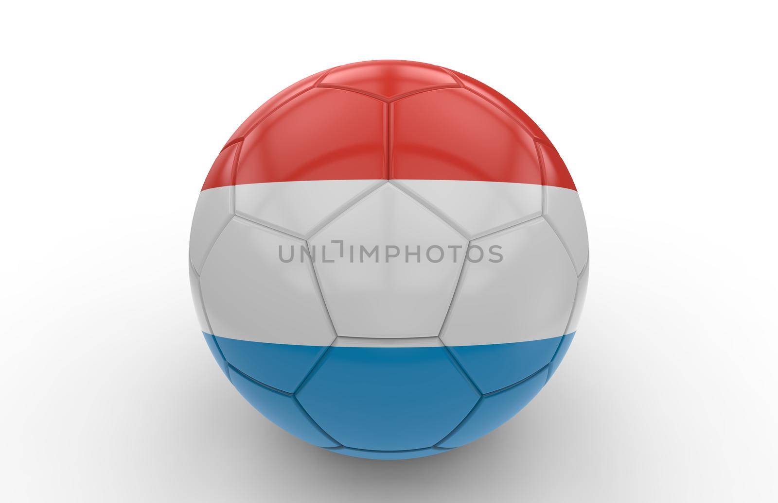 Soccer ball with Luxembourg flag isolated on white background; 3d rendering