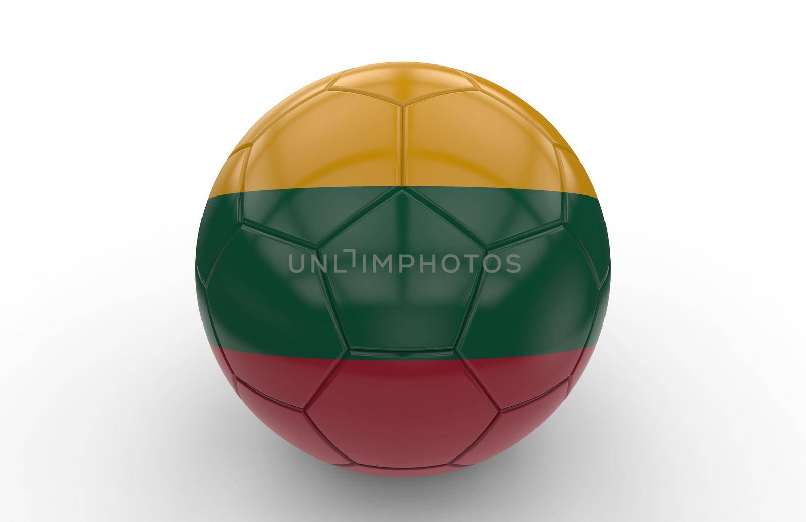 Soccer ball with Lithuania flag isolated on white background; 3d rendering