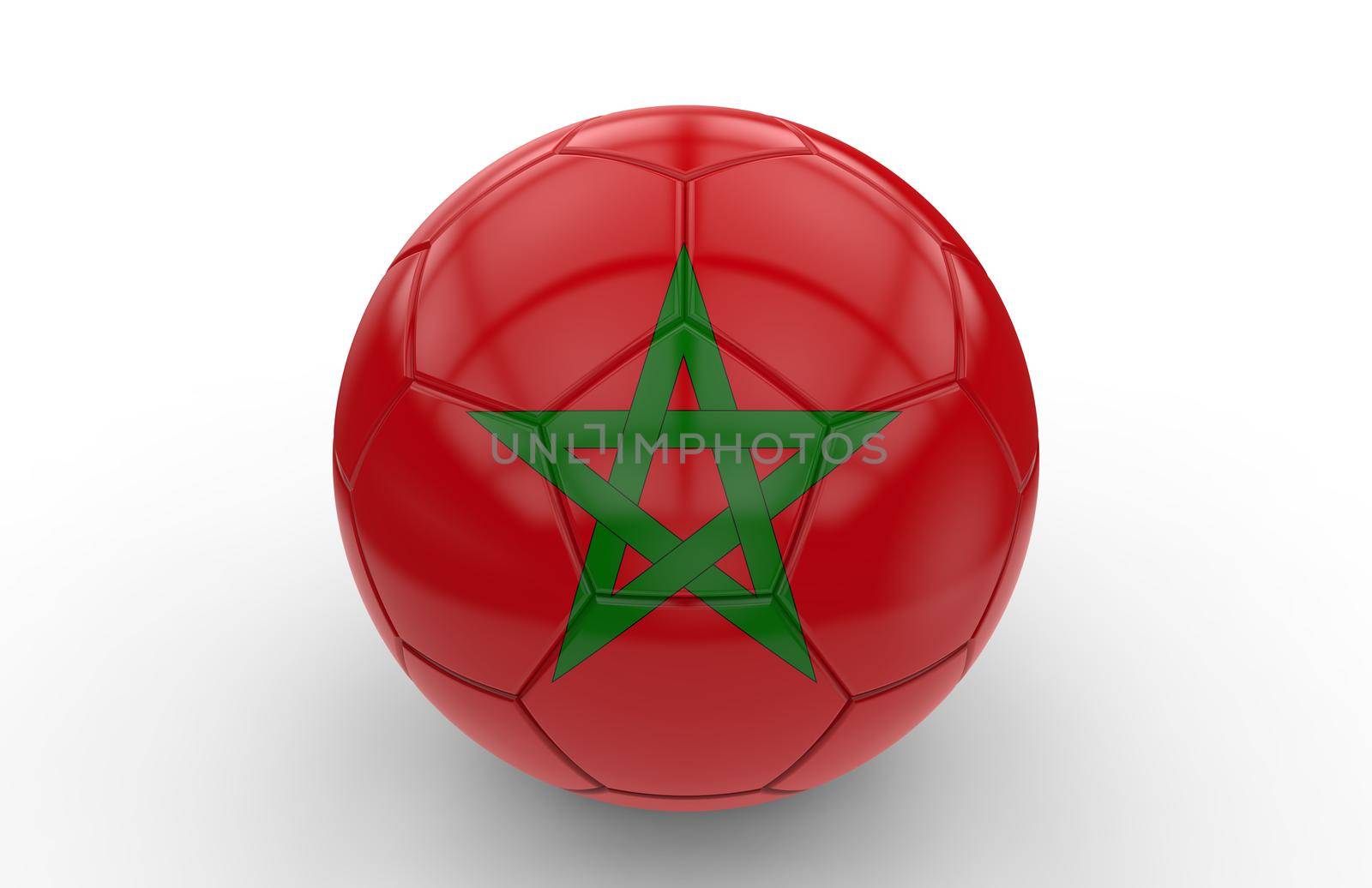 Soccer ball with Morocco flag isolated on white background; 3d rendering