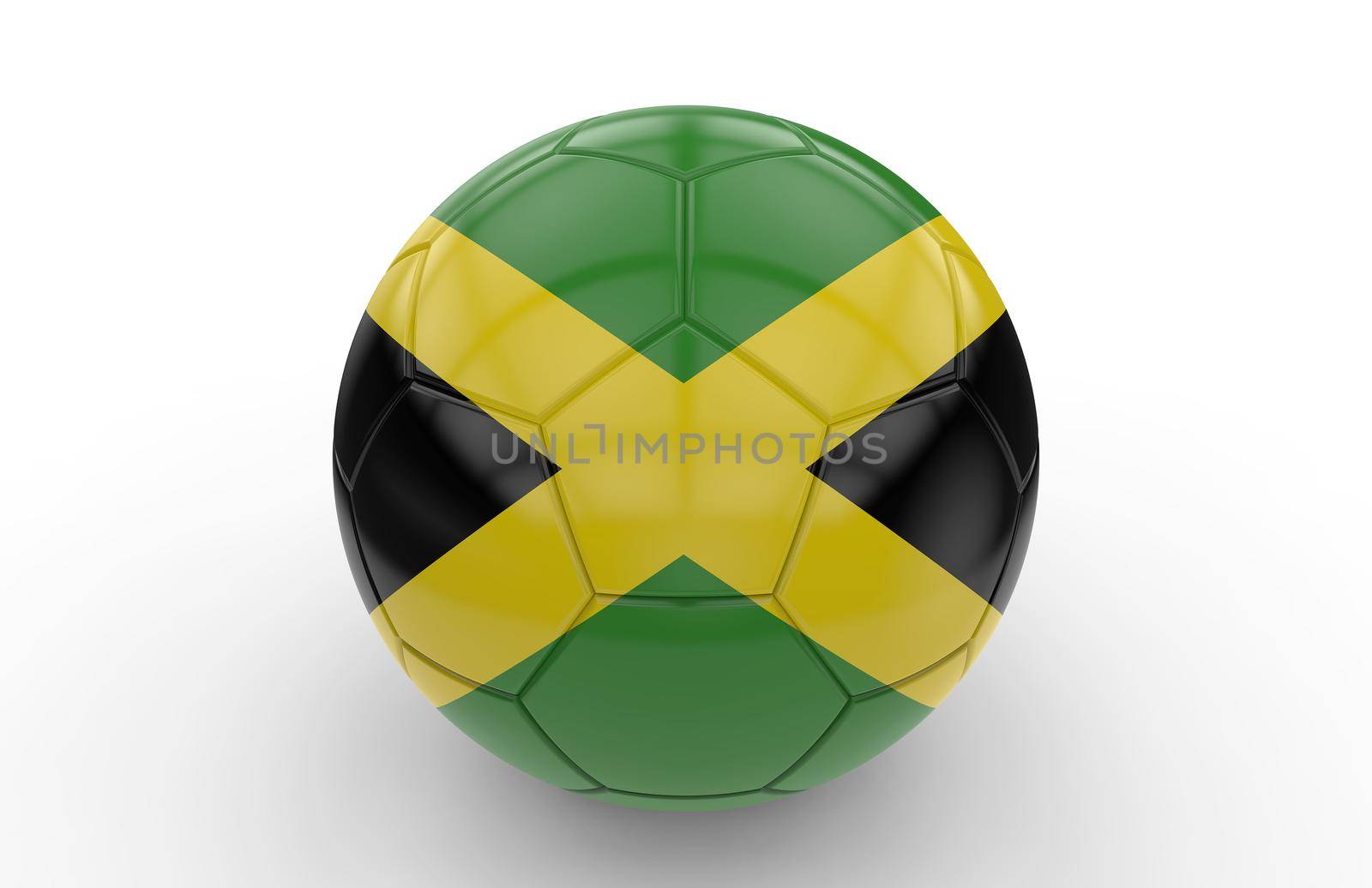 Soccer ball with jamaican flag isolated on white background