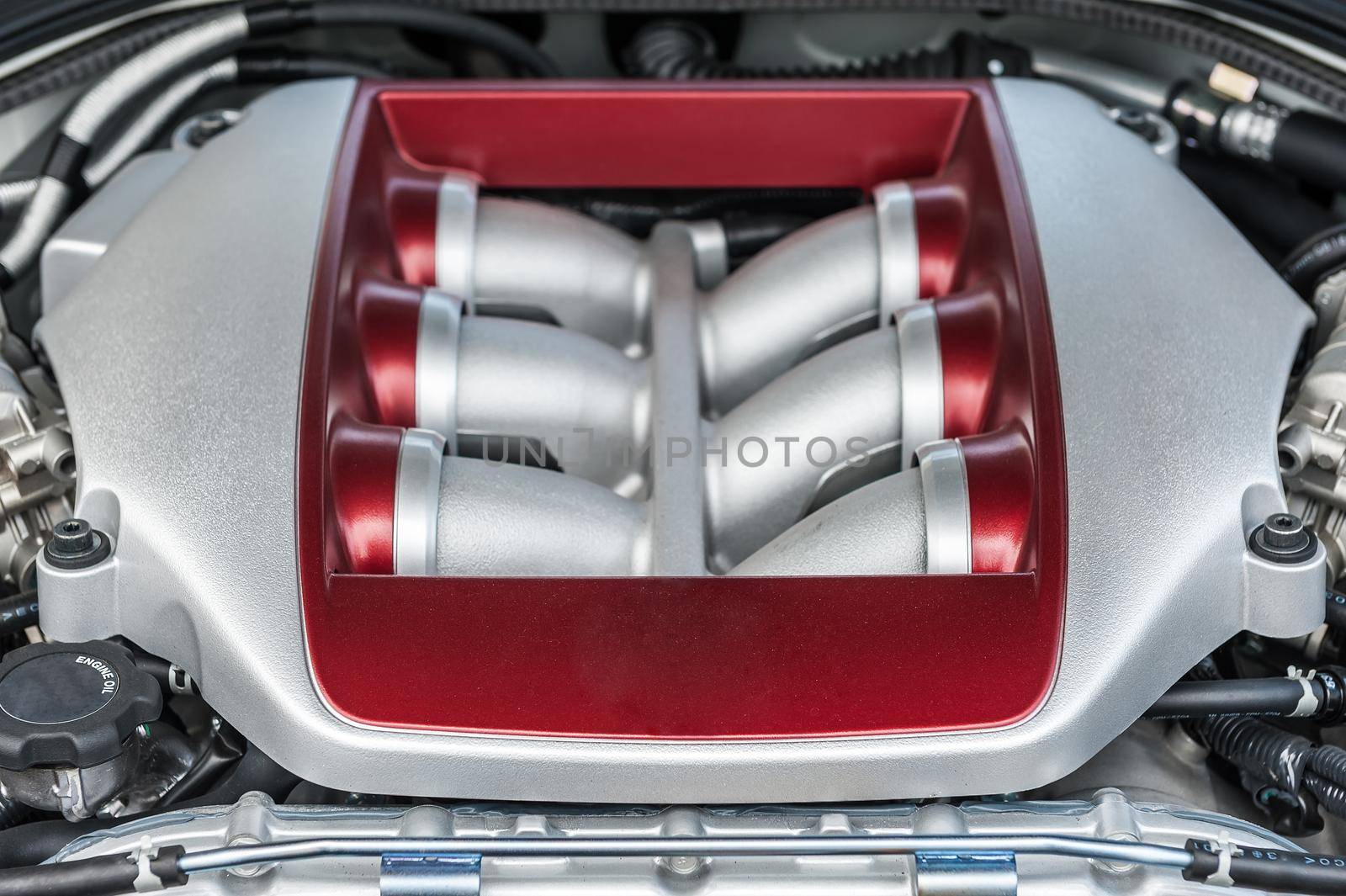 Powerfully engine of a modern sports car