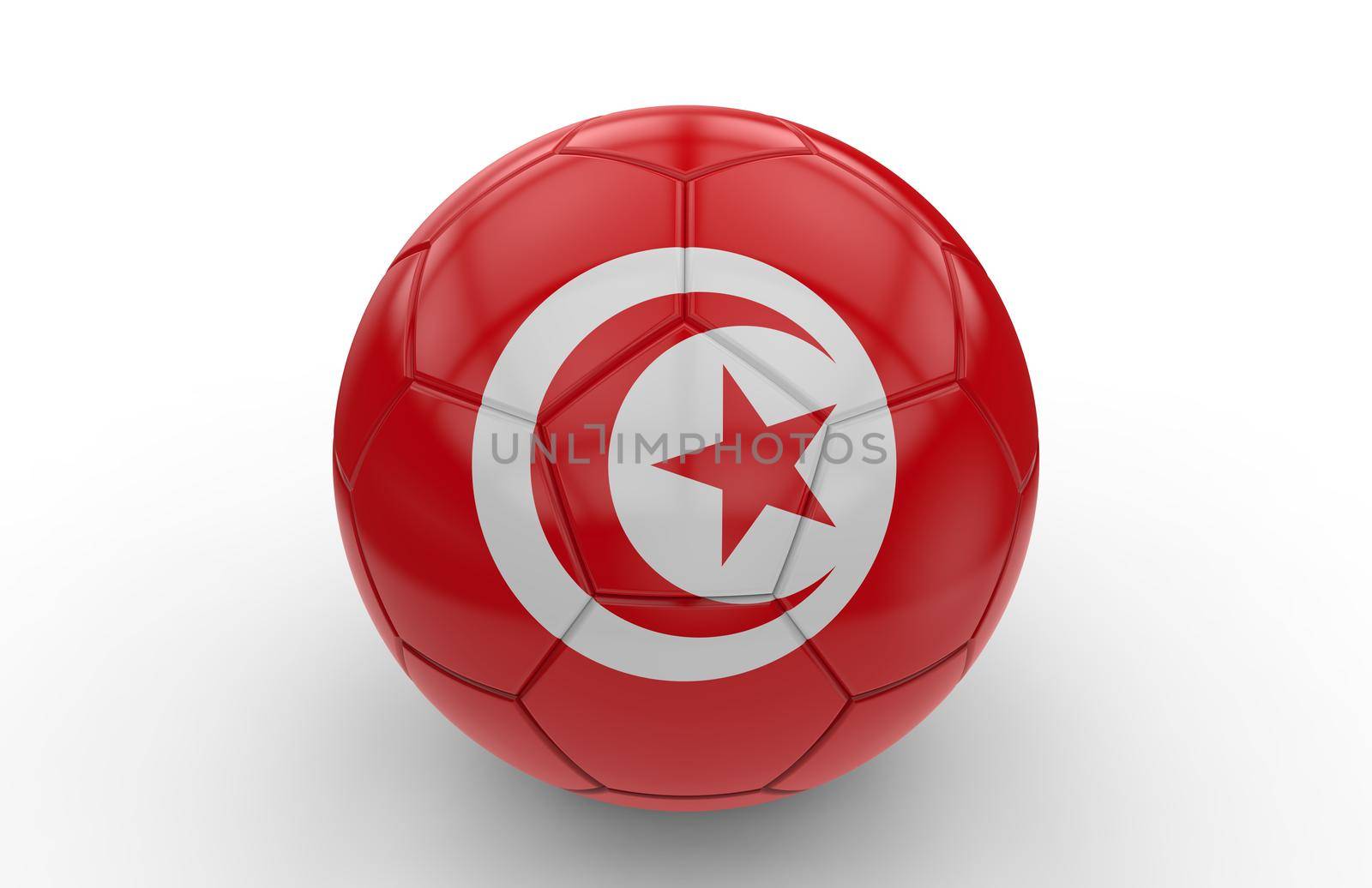 Soccer ball with Tunisia flag; 3d rendering by cla78