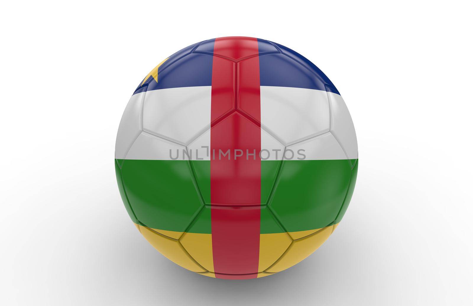 Soccer ball with Central Africa Republic flag isolated on white background; 3d rendering