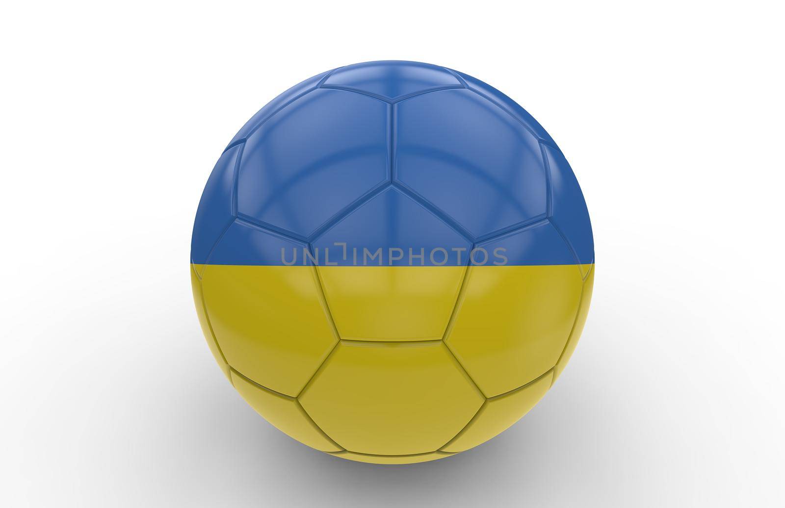 Soccer ball with ukrainian flag isolated on white background