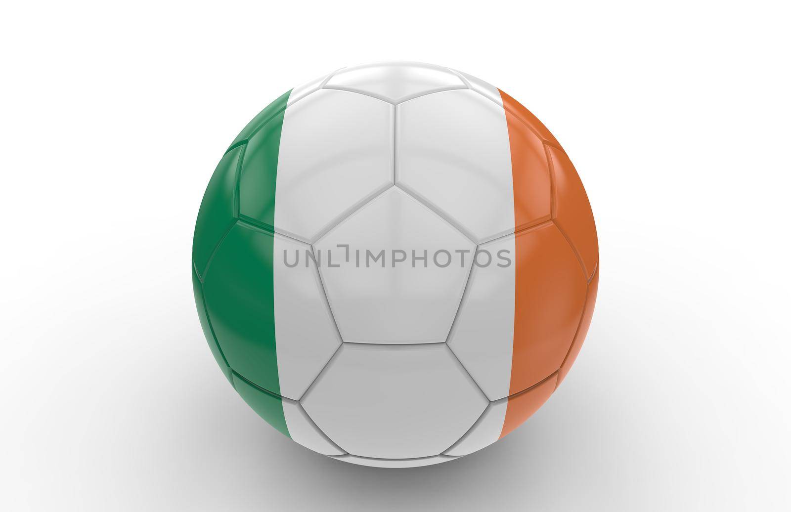 Soccer ball with irish flag isolated on white background