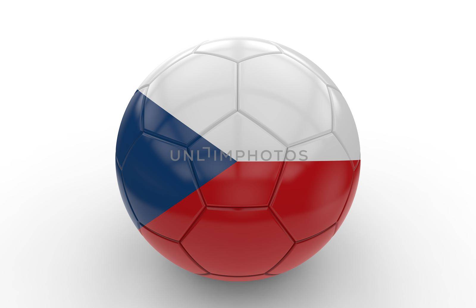 Soccer ball with czech flag isolated on white background