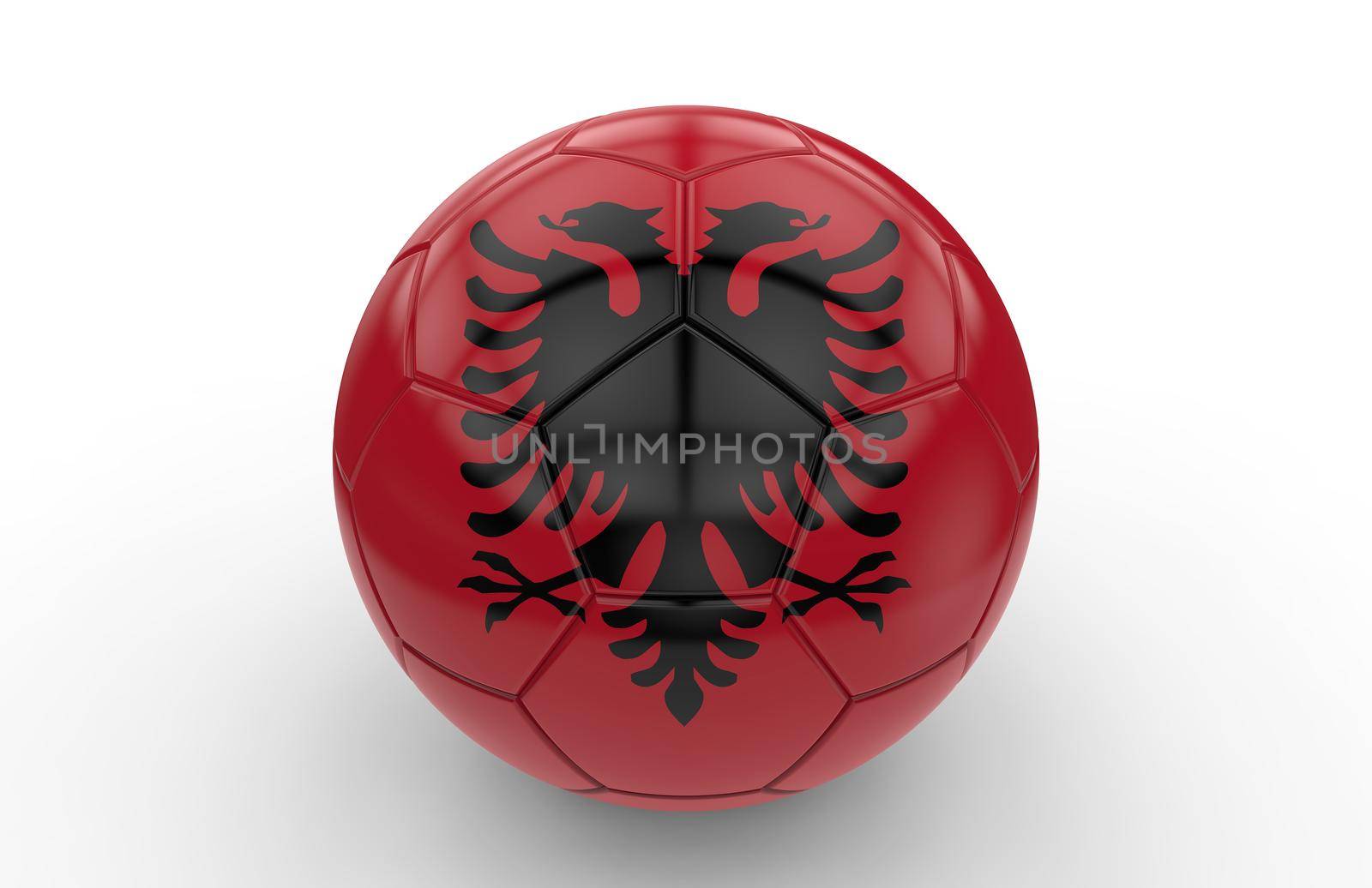 Soccer ball with albanian flag isolated on white background