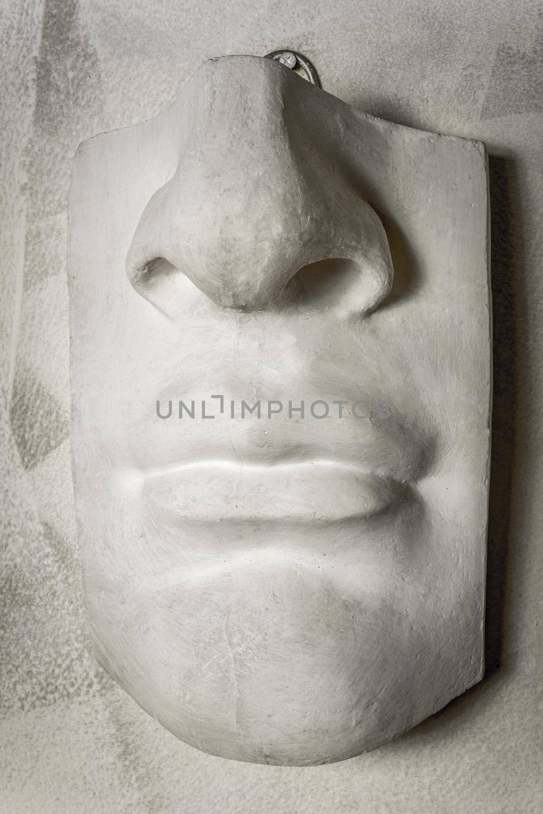 Close up mouth with a nose in sculpture by Proff