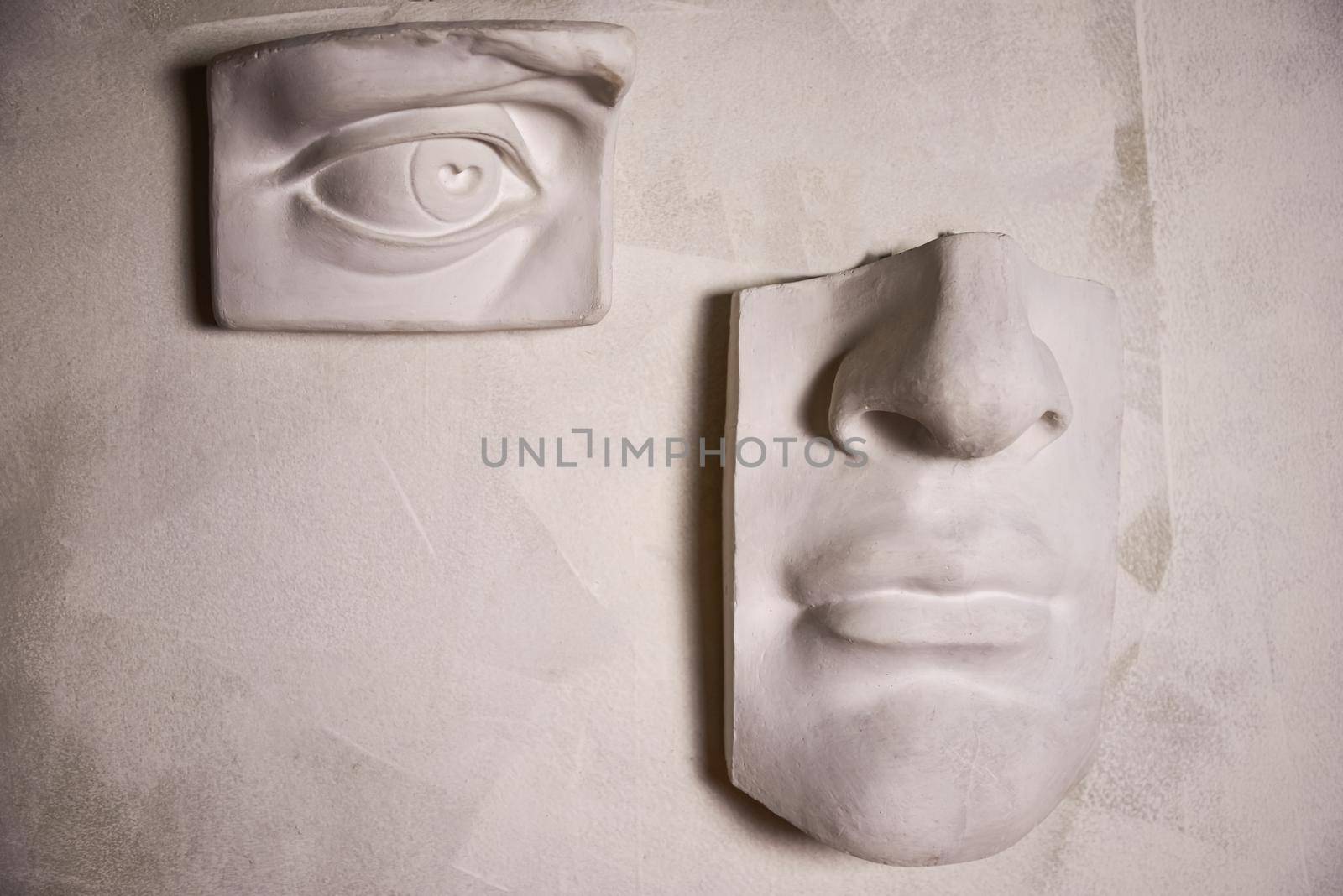 Studio sculpture of the human face.