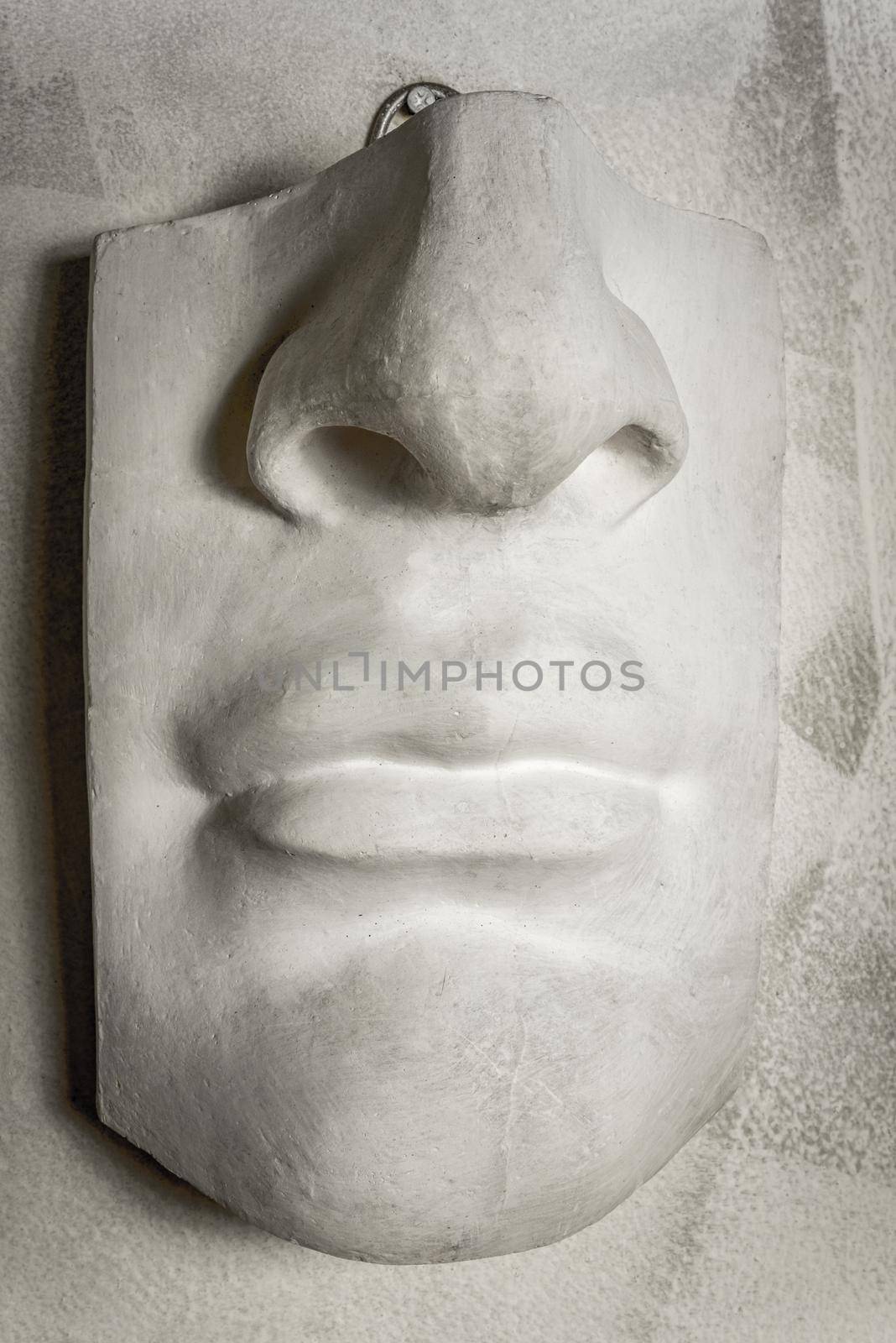 Close up mouth with a nose in sculpture by Proff