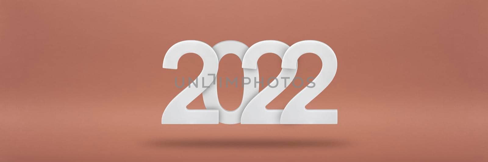 Happy New Year 2022 greeting template. Festive 3d banner with white numbers 2022 on a red background. Festive poster or banner design. Happy new year modern background by SERSOL