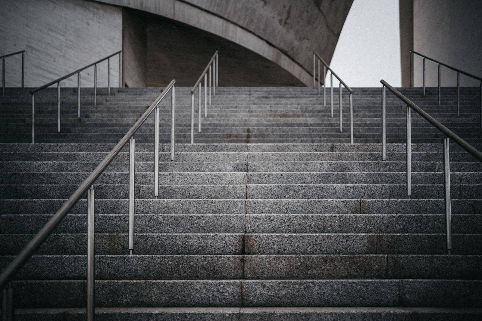 background of stairs with metal railing. Tenerife island, Spain by barcielaphoto