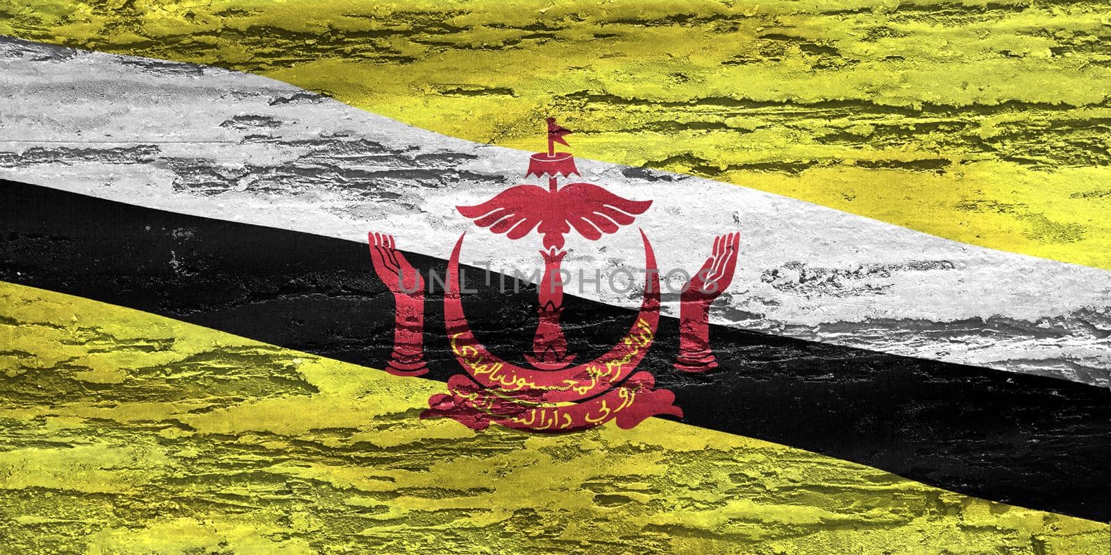 Brunei flag - realistic waving fabric flag