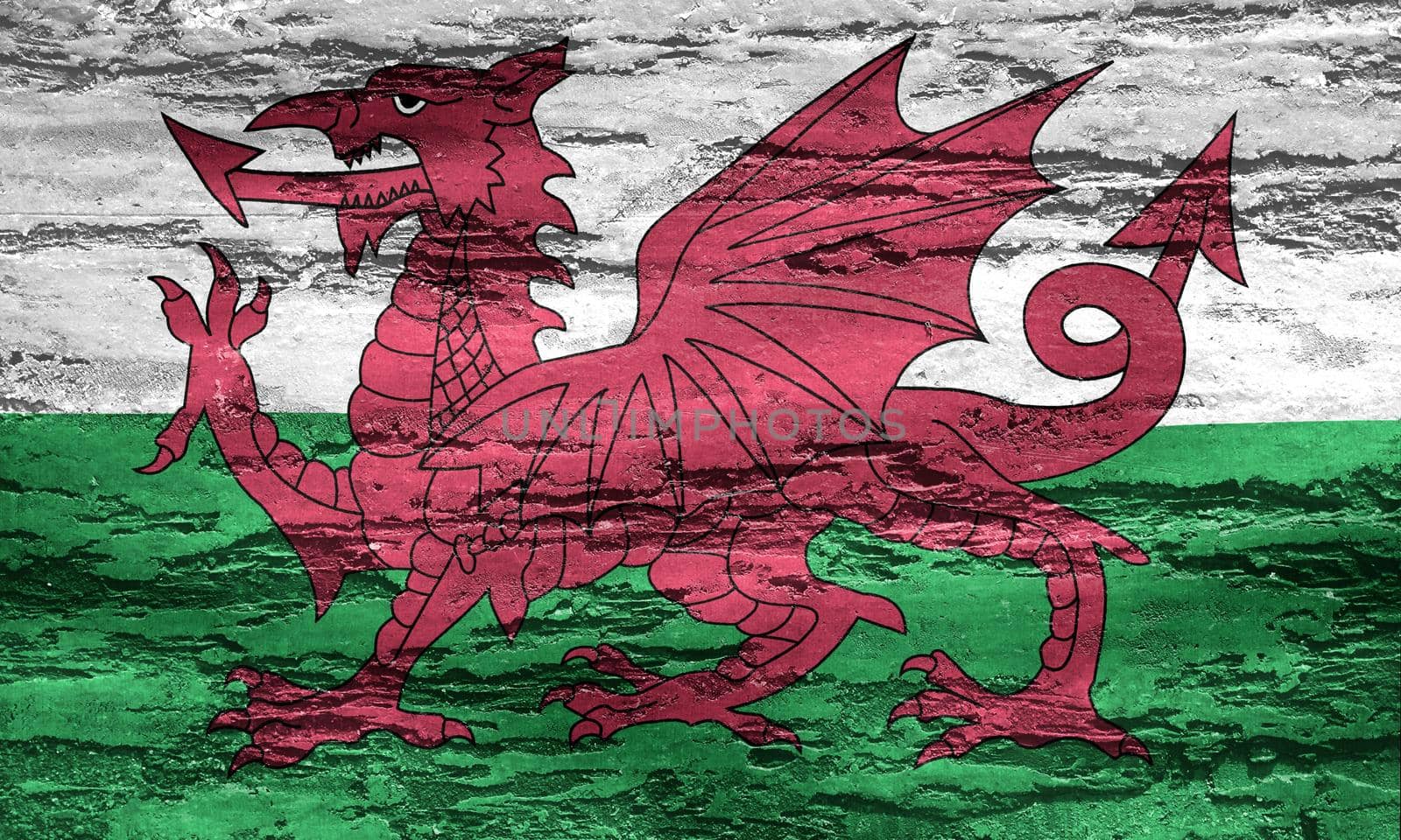 Wales flag - realistic waving fabric flag