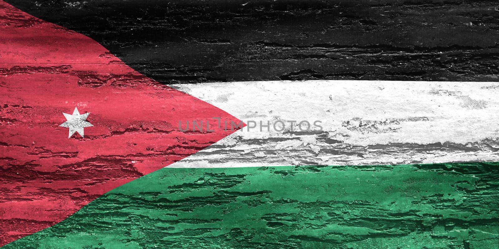 3D-Illustration of a Jordan flag - realistic waving fabric flag by MP_foto71