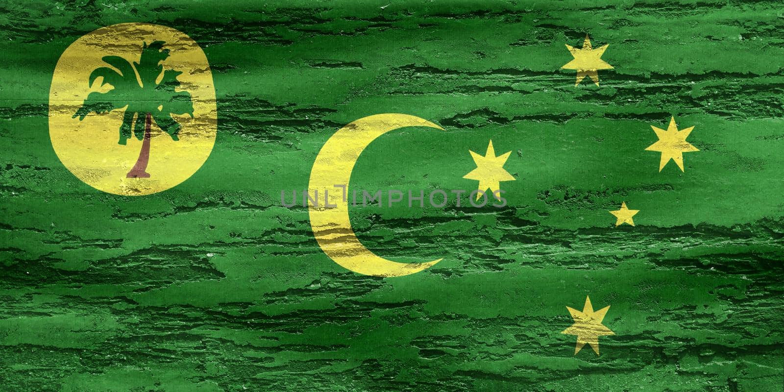 Cocos Islands flag - realistic waving fabric flag