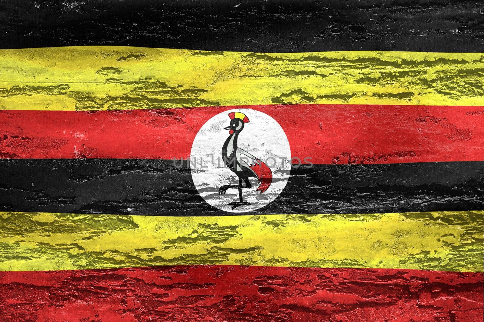 3D-Illustration of a Uganda flag - realistic waving fabric flag.