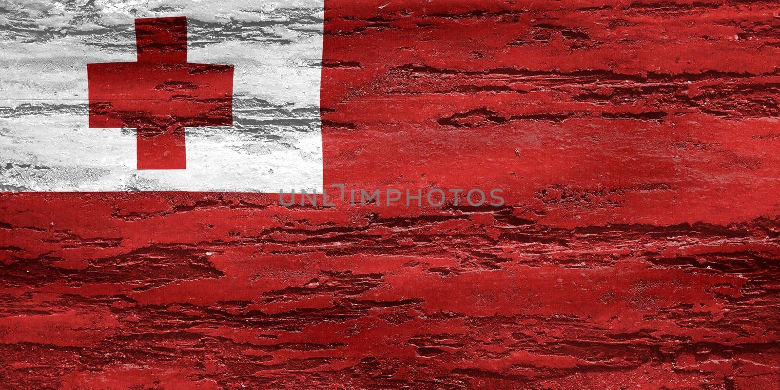 3D-Illustration of a Tonga flag - realistic waving fabric flag.