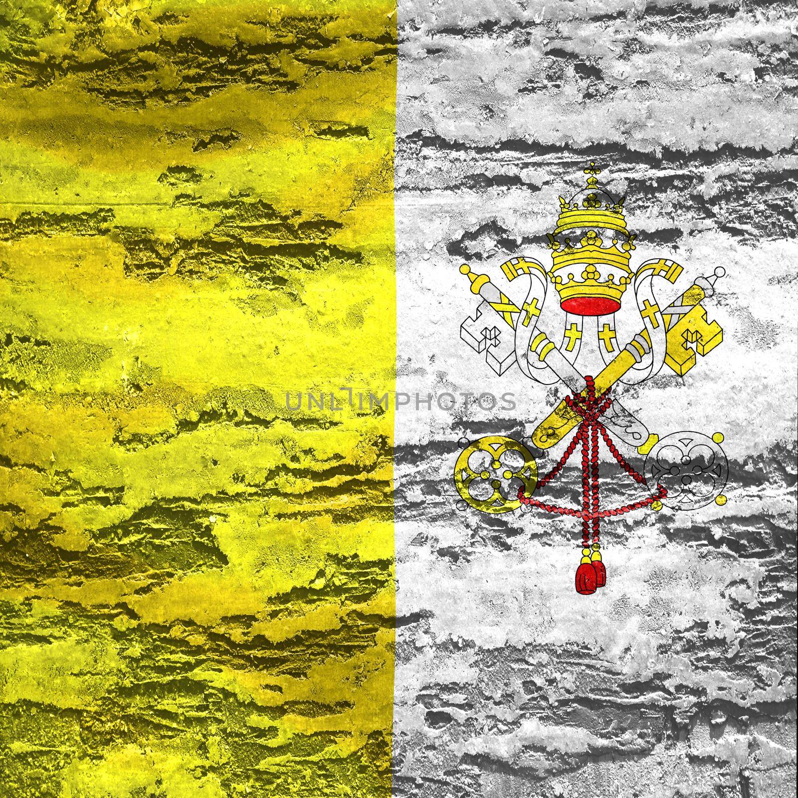 3D-Illustration of a Vatican City flag - realistic waving fabric flag by MP_foto71