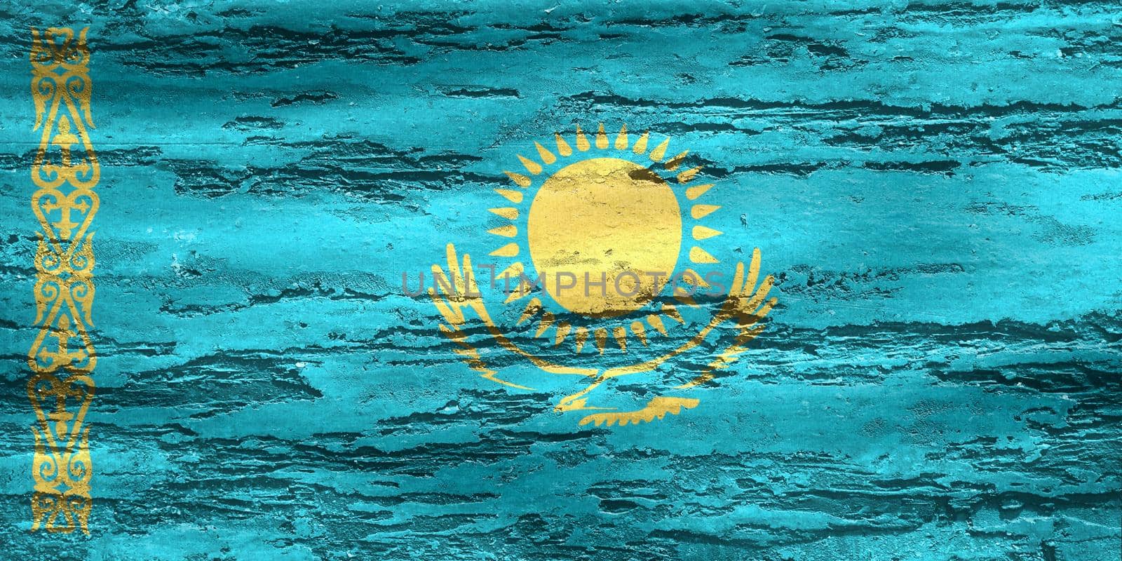 Kazakhstan flag - realistic waving fabric flag