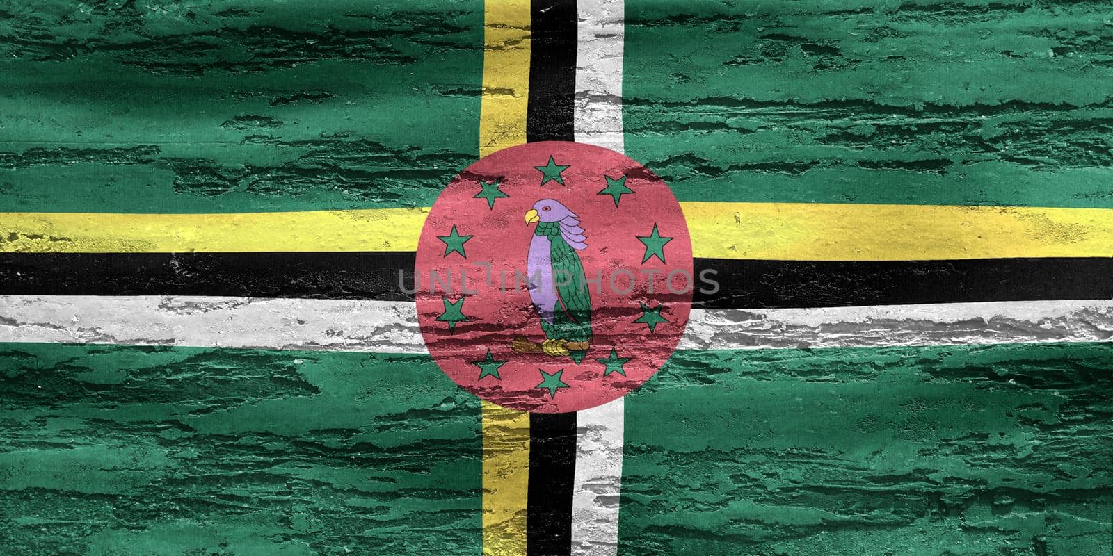 Dominica flag - realistic waving fabric flag by MP_foto71