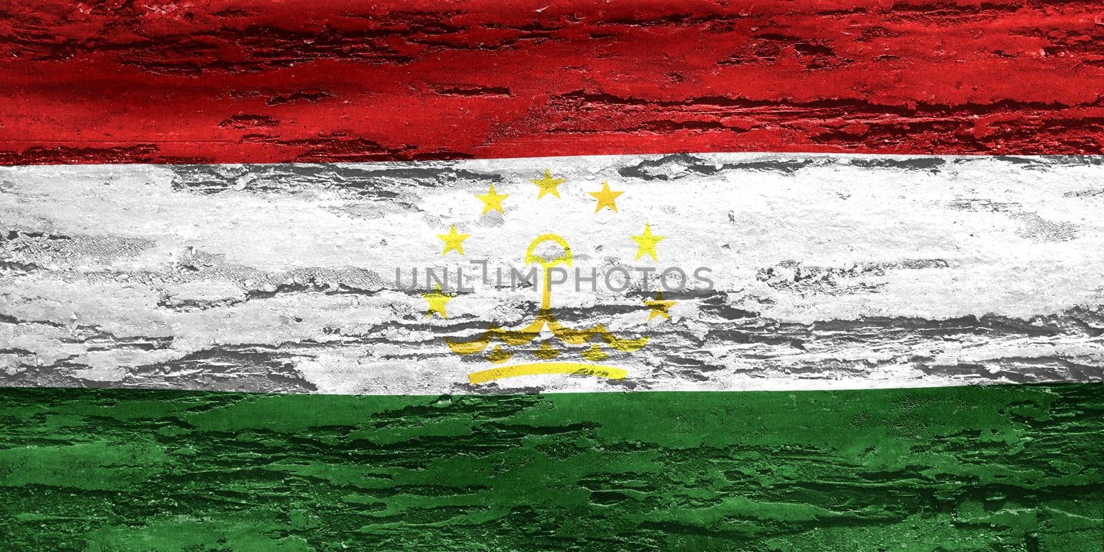 3D-Illustration of a Tajikistan flag - realistic waving fabric flag by MP_foto71