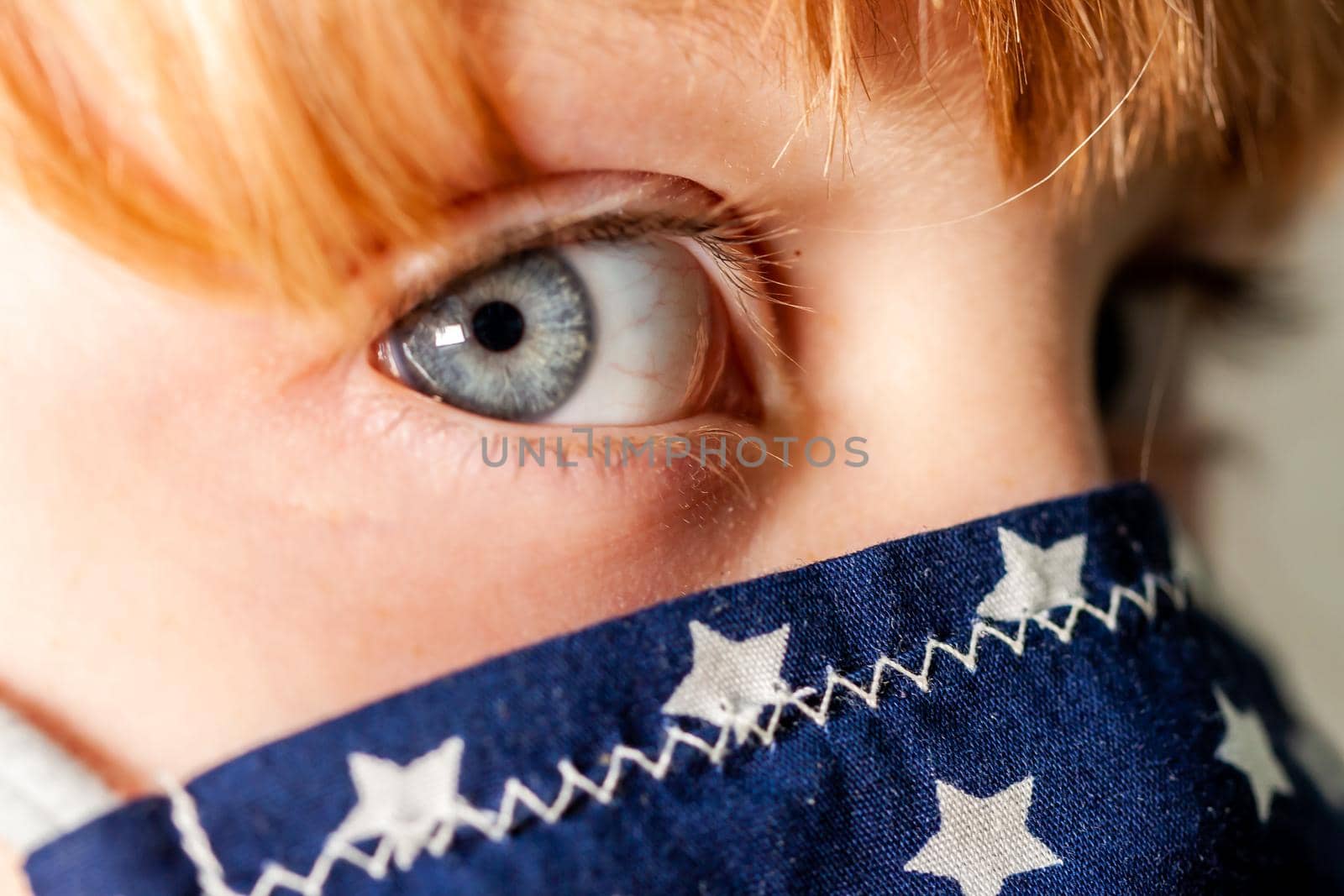 Close up of girl wearing a mask during the pandemic.