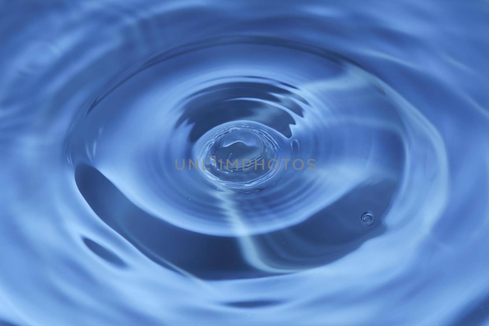 Close-up macro of a wave from water drop droplet