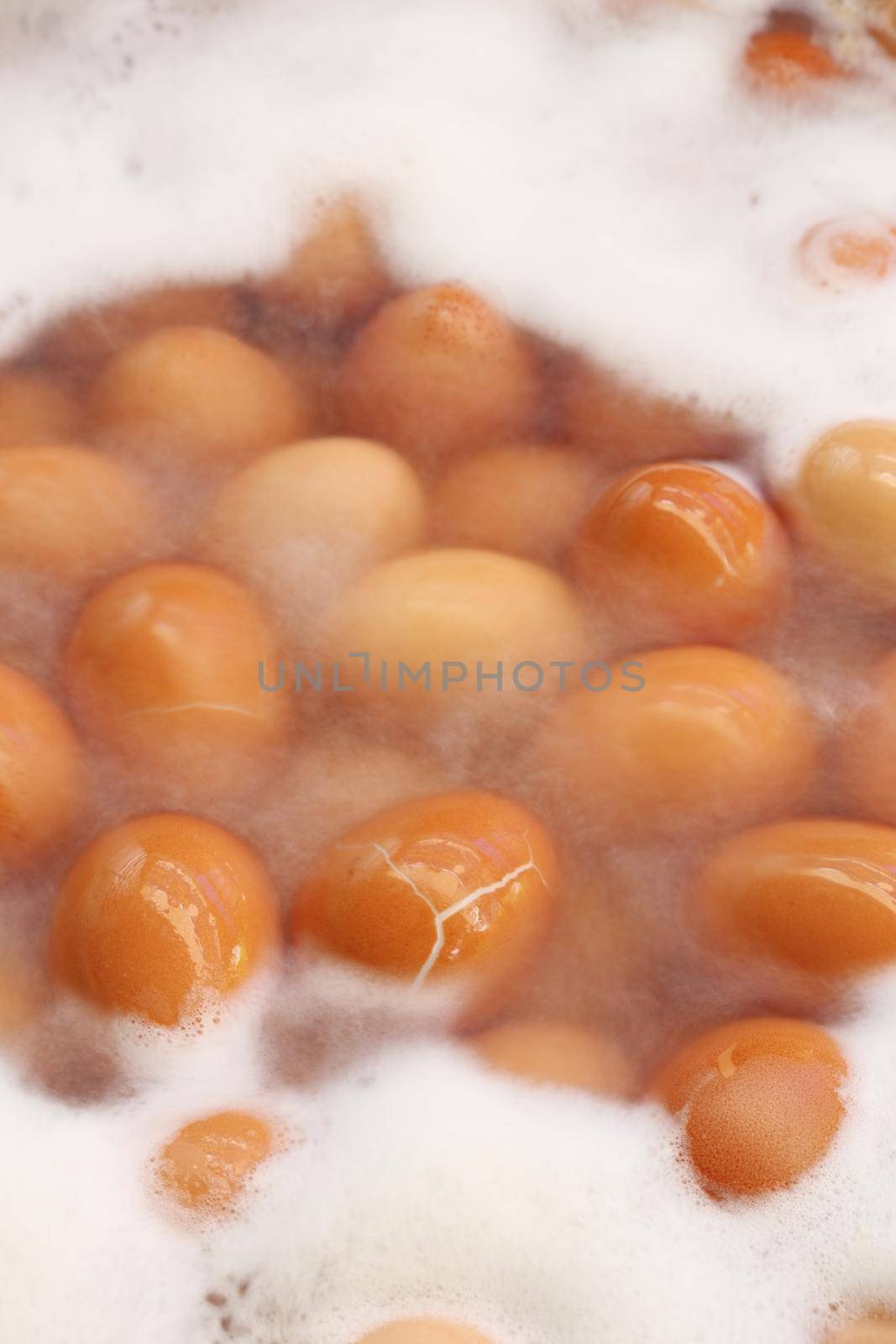 Eggs boiled with water in the pot