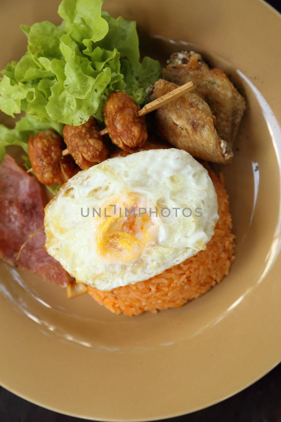 American style breakfast set, fried rice (Thai food)