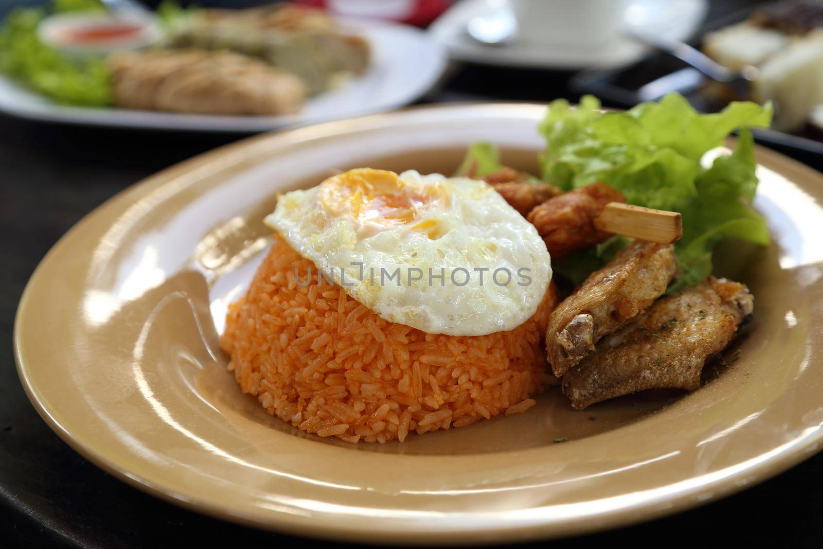 American style breakfast set, fried rice (Thai food)