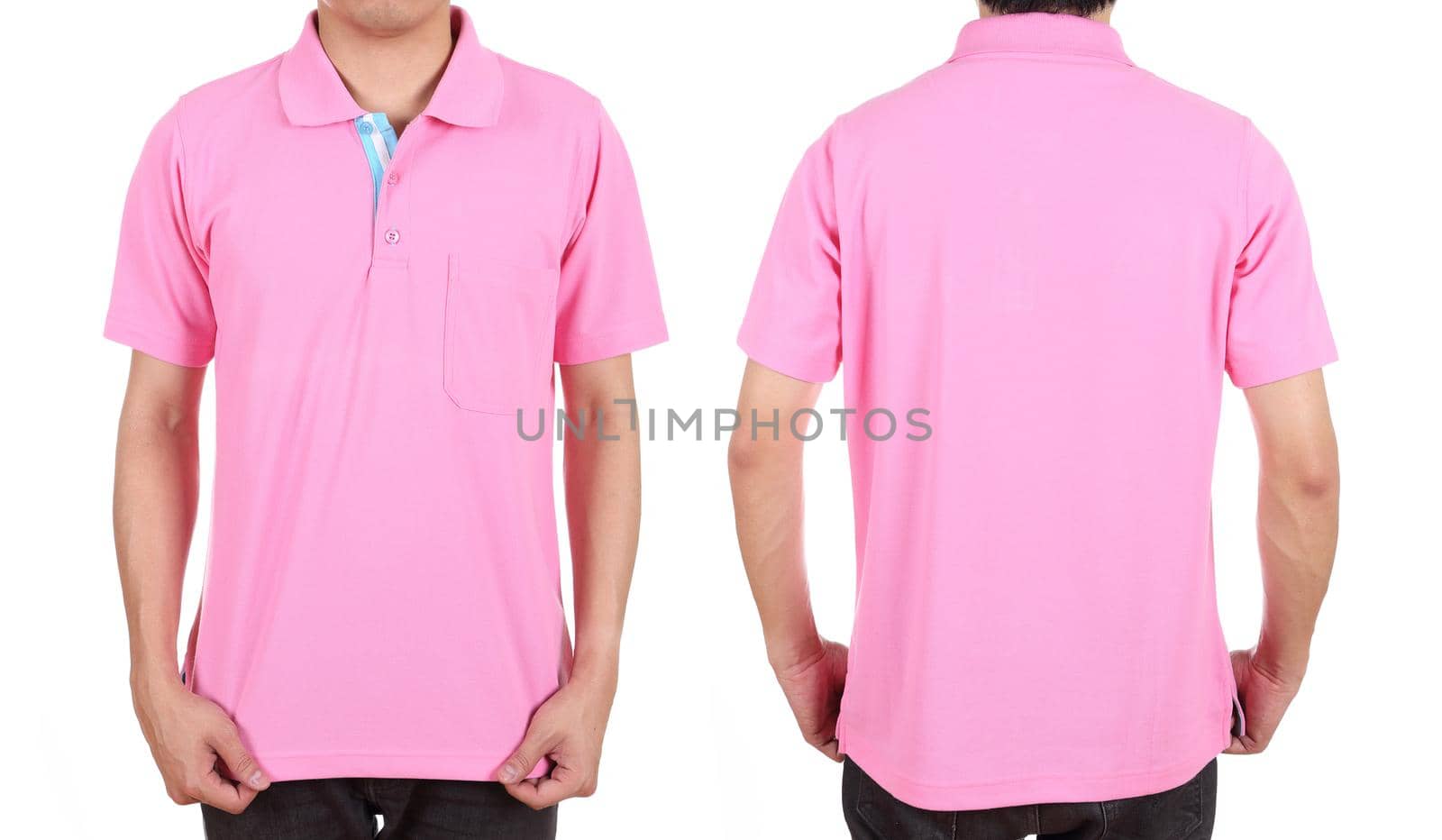blank polo shirt set (front, back) on man  by geargodz