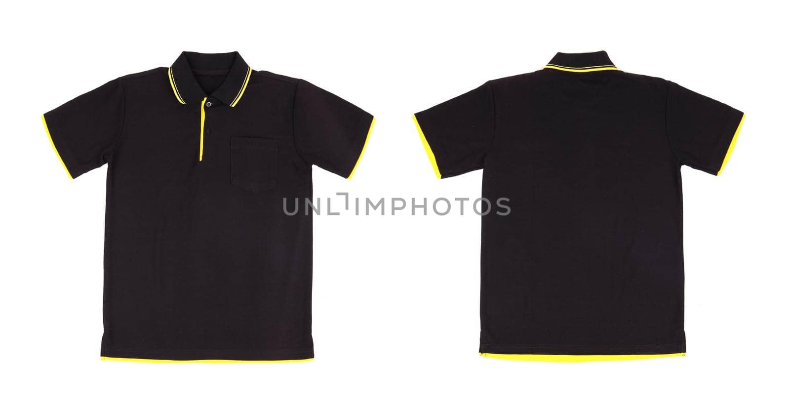 blank polo shirt set (front, back) on white background