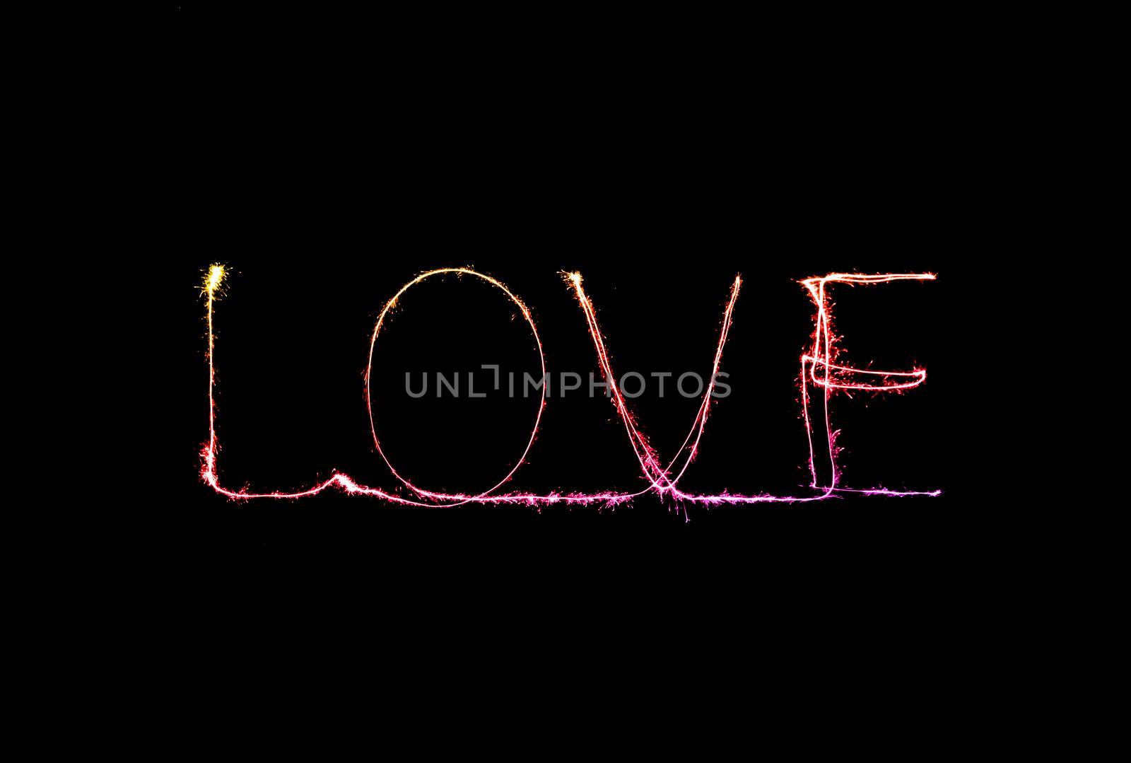 Love sparkler firework light alphabet (Valentines Day)