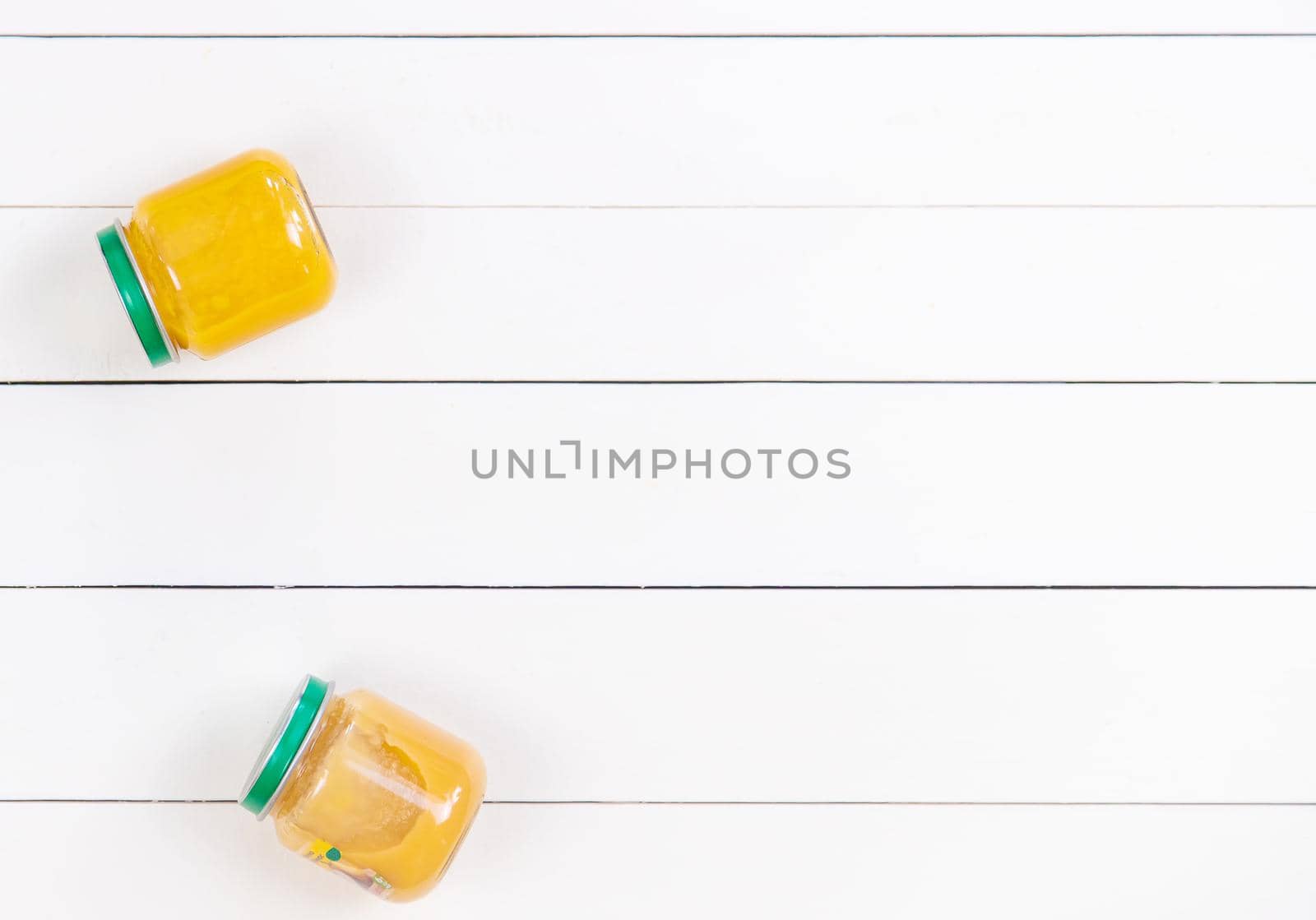 baby food on a white background. Selective focus
