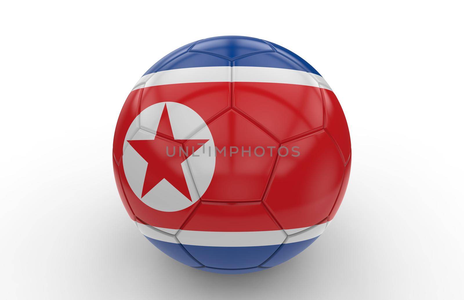 Soccer ball with North Korea flag; 3d rendering by cla78