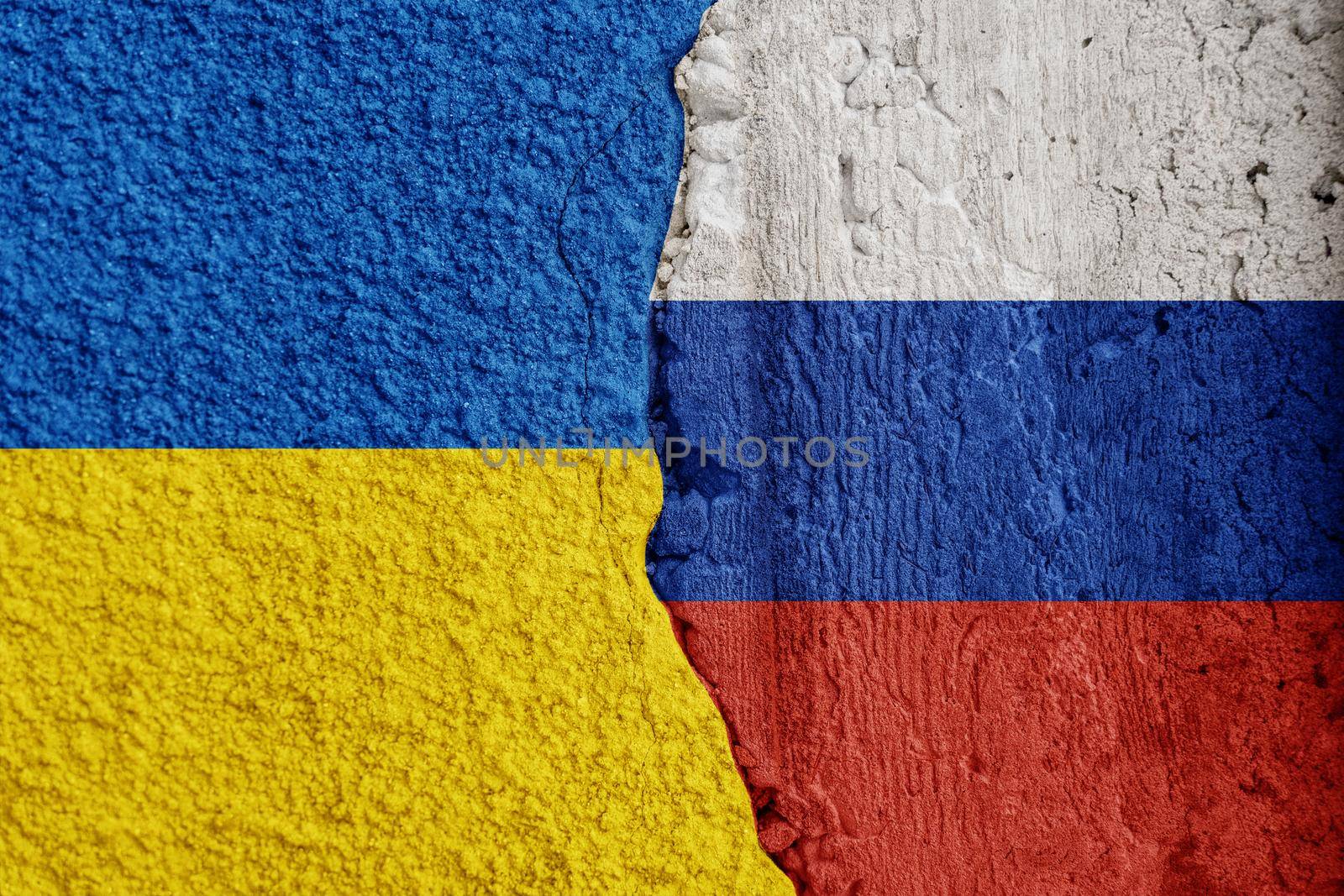 Flags of russian and ukraine. Putin invasion. War against Ukraine. by Rabizo