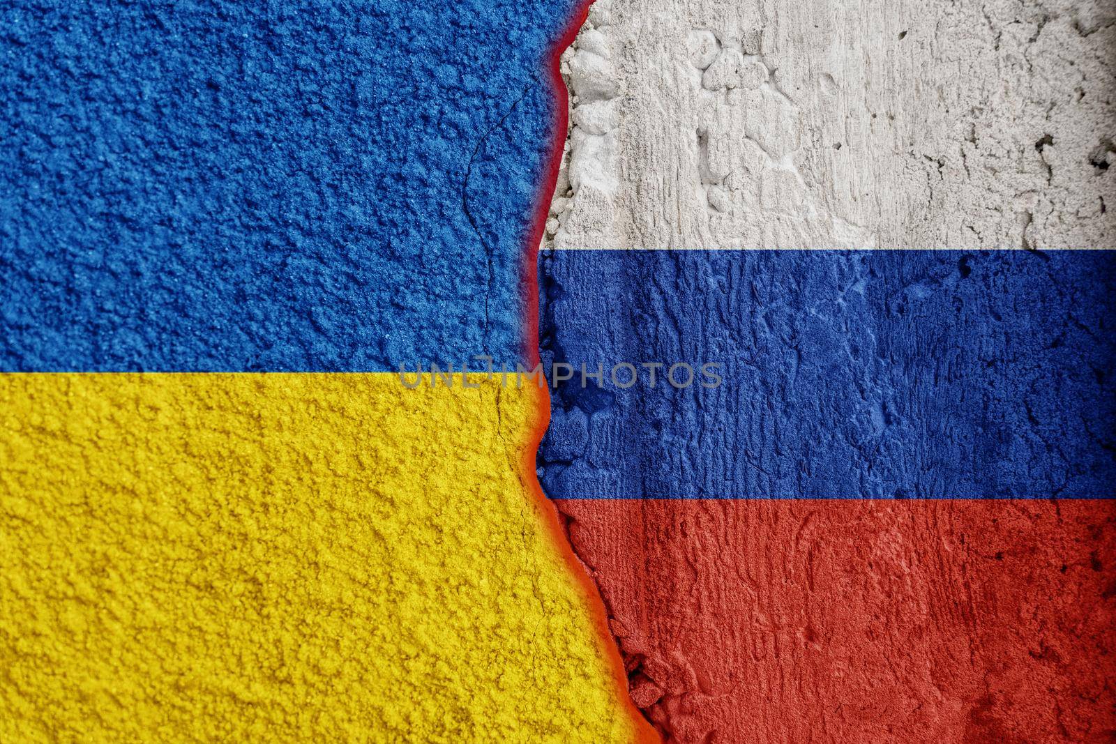 Flags of russian and ukraine. Putin invasion. War against Ukraine. by Rabizo