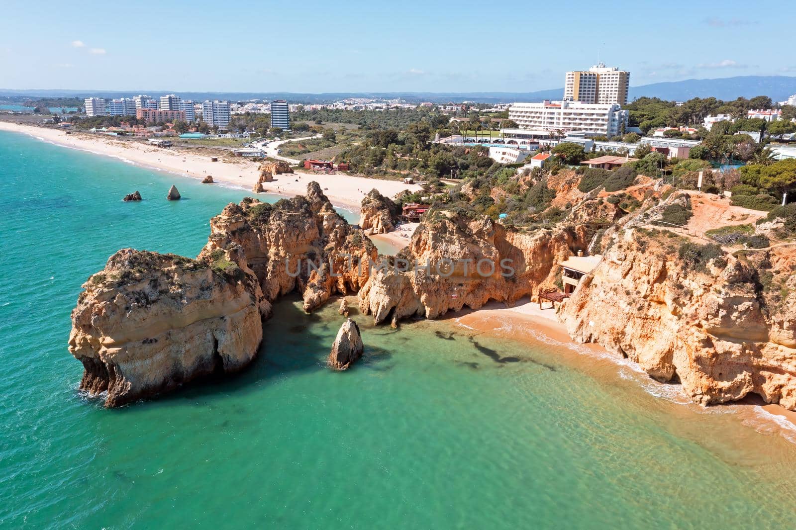 Aerial from Praia Tres Irmaos in Alvor the Algarve in Portugal by devy