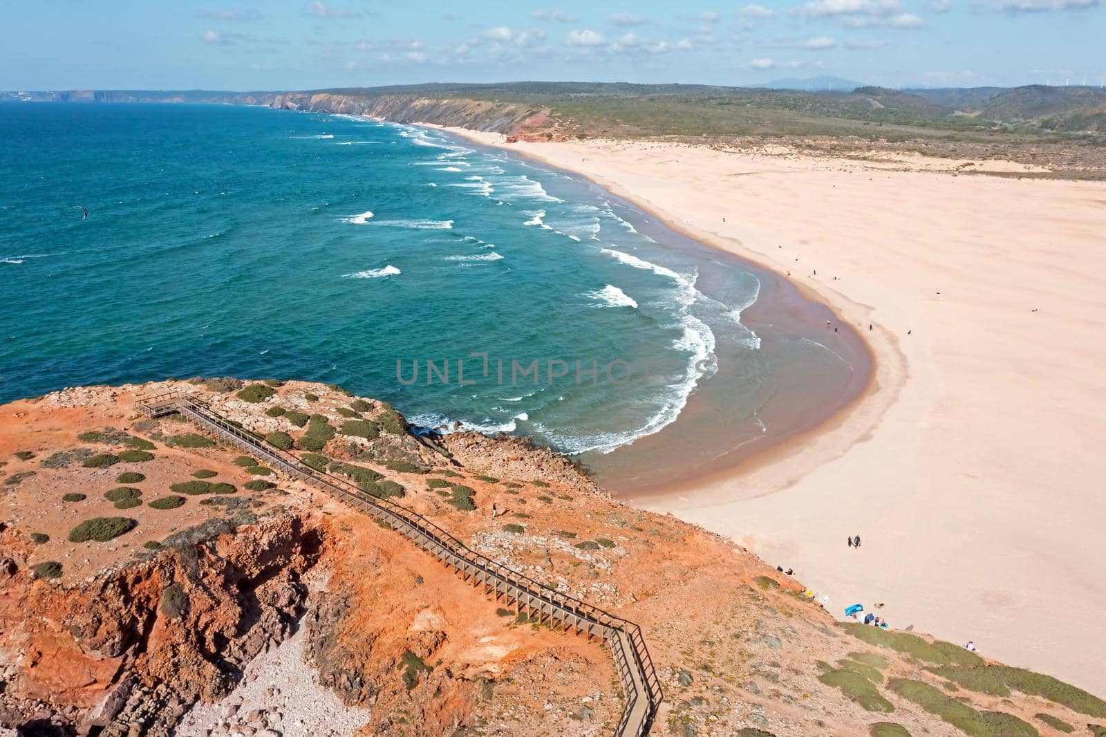 Aerial from Carapateira beach at the west coast in Portugal