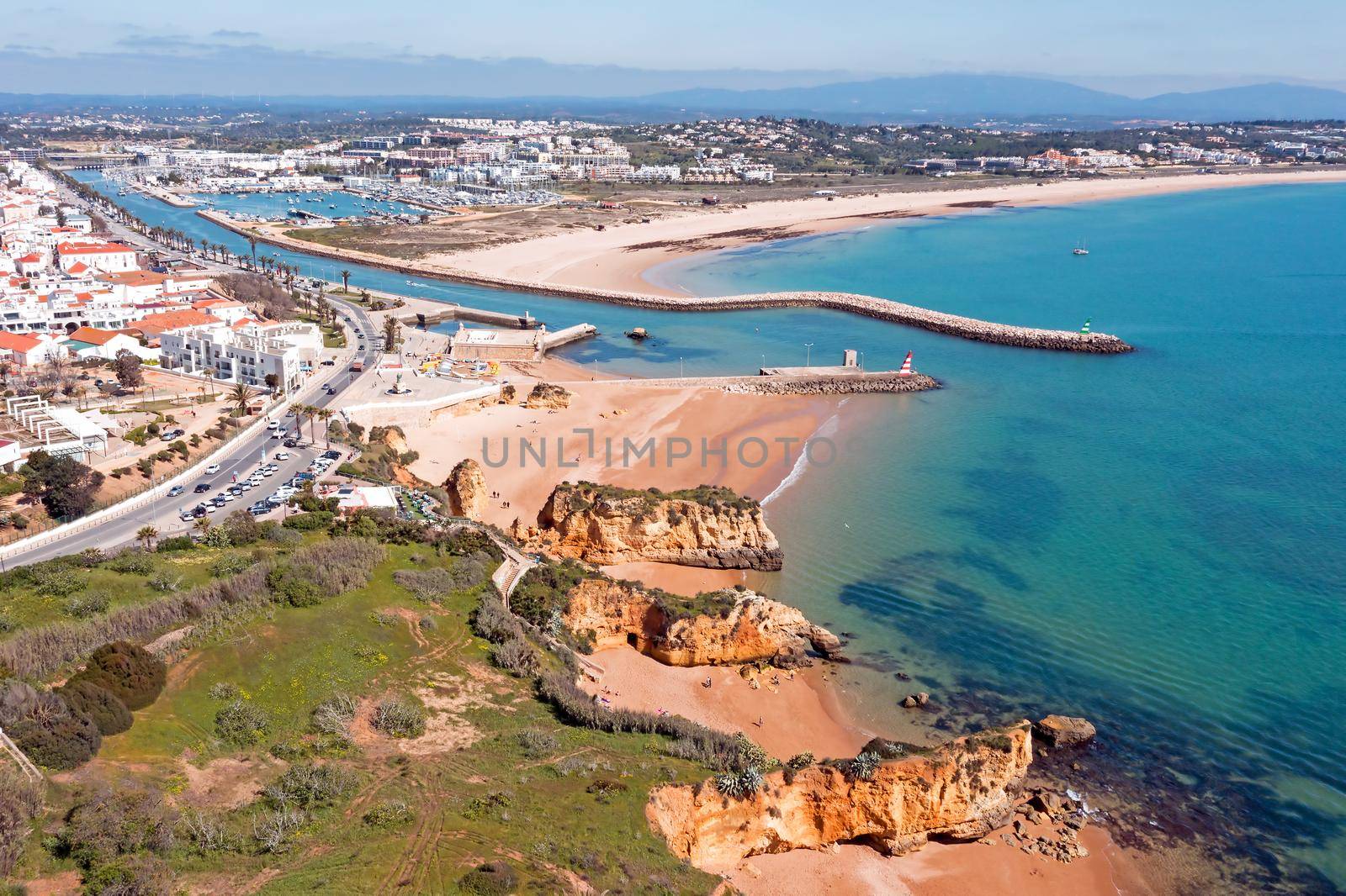 Aerial from the city Lagos in the Algarve Portugal