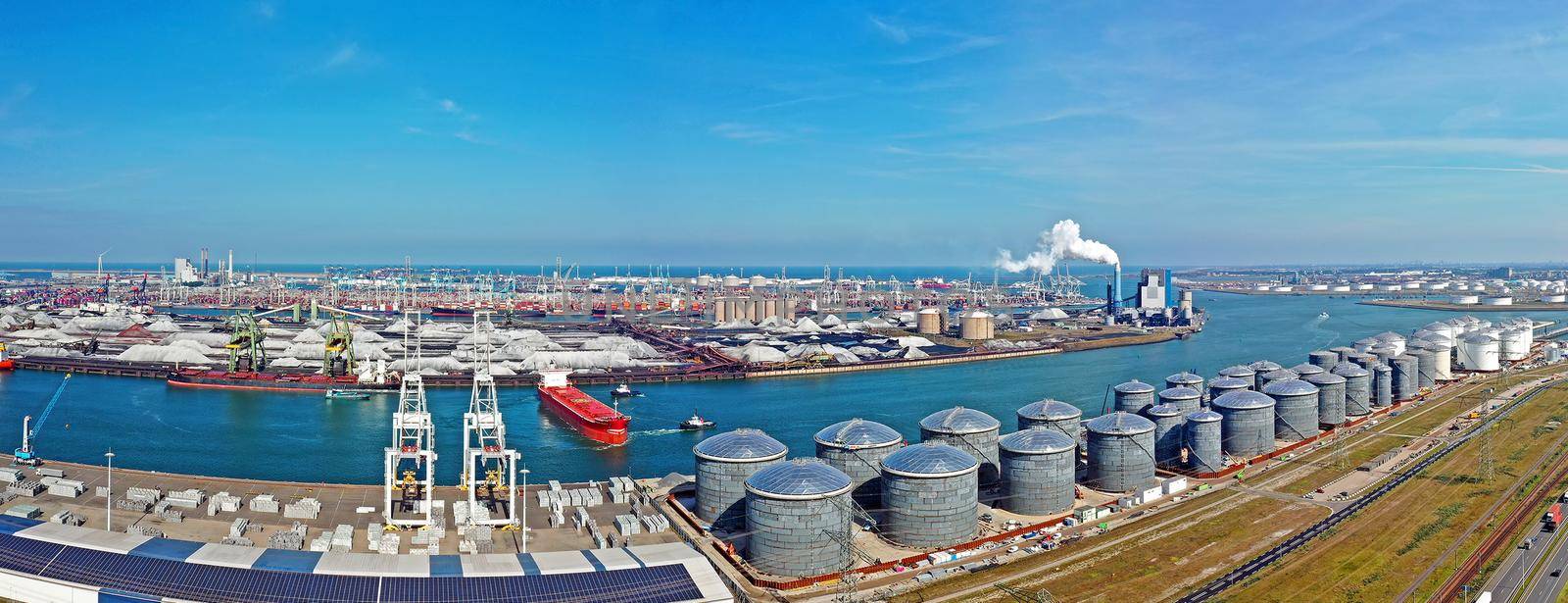 Aerial panorama from industry in the harbor from Rotterdam in the Netherlands by devy