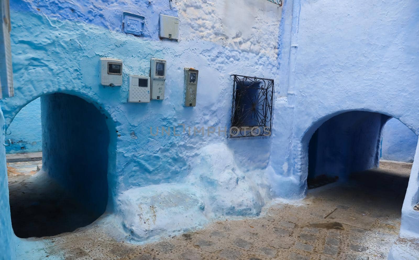 A Street in Blue Chefchaouen City, Morocco